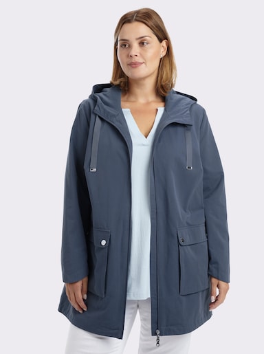 sheego Kapuzenjacke in leichter A-Linie - rauchblau