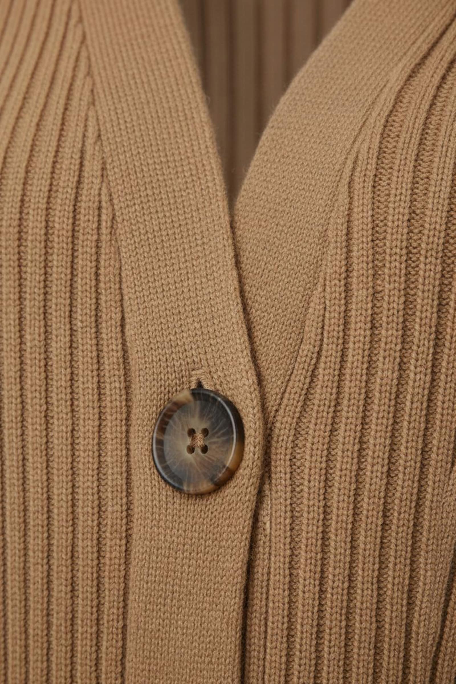 Longstrickjacke in Ripp-Optik - camel