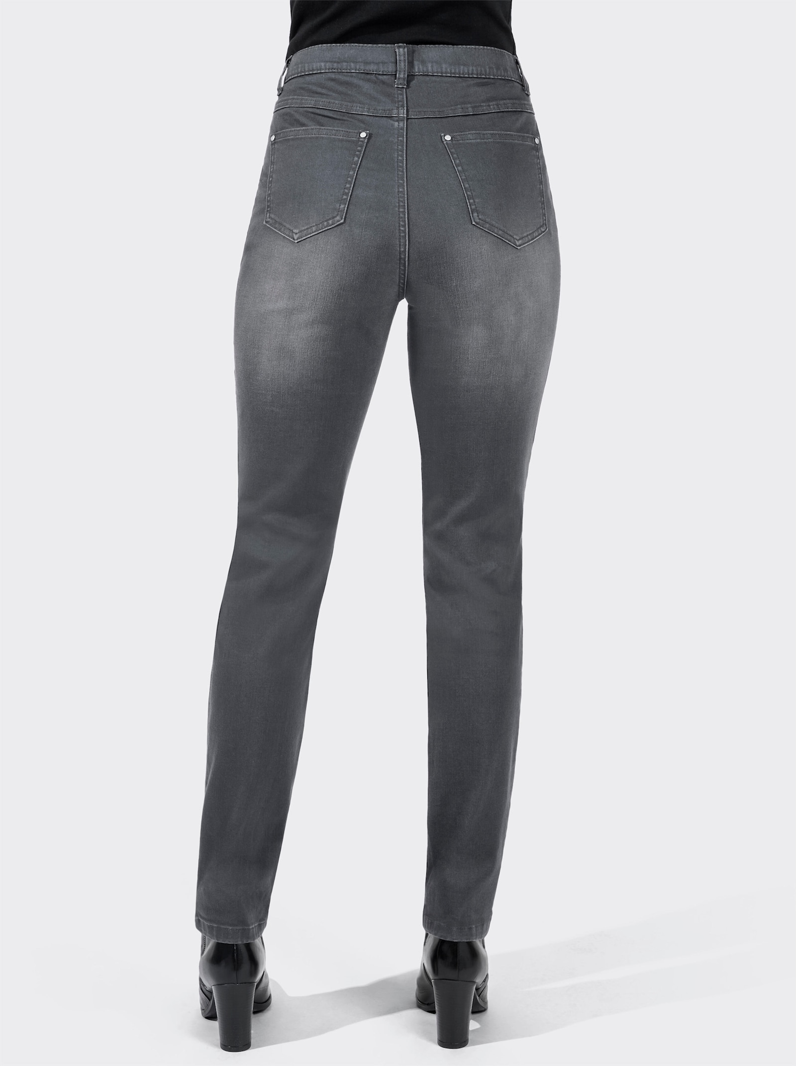 Jeans met stretchinzetten - antraciet-denim