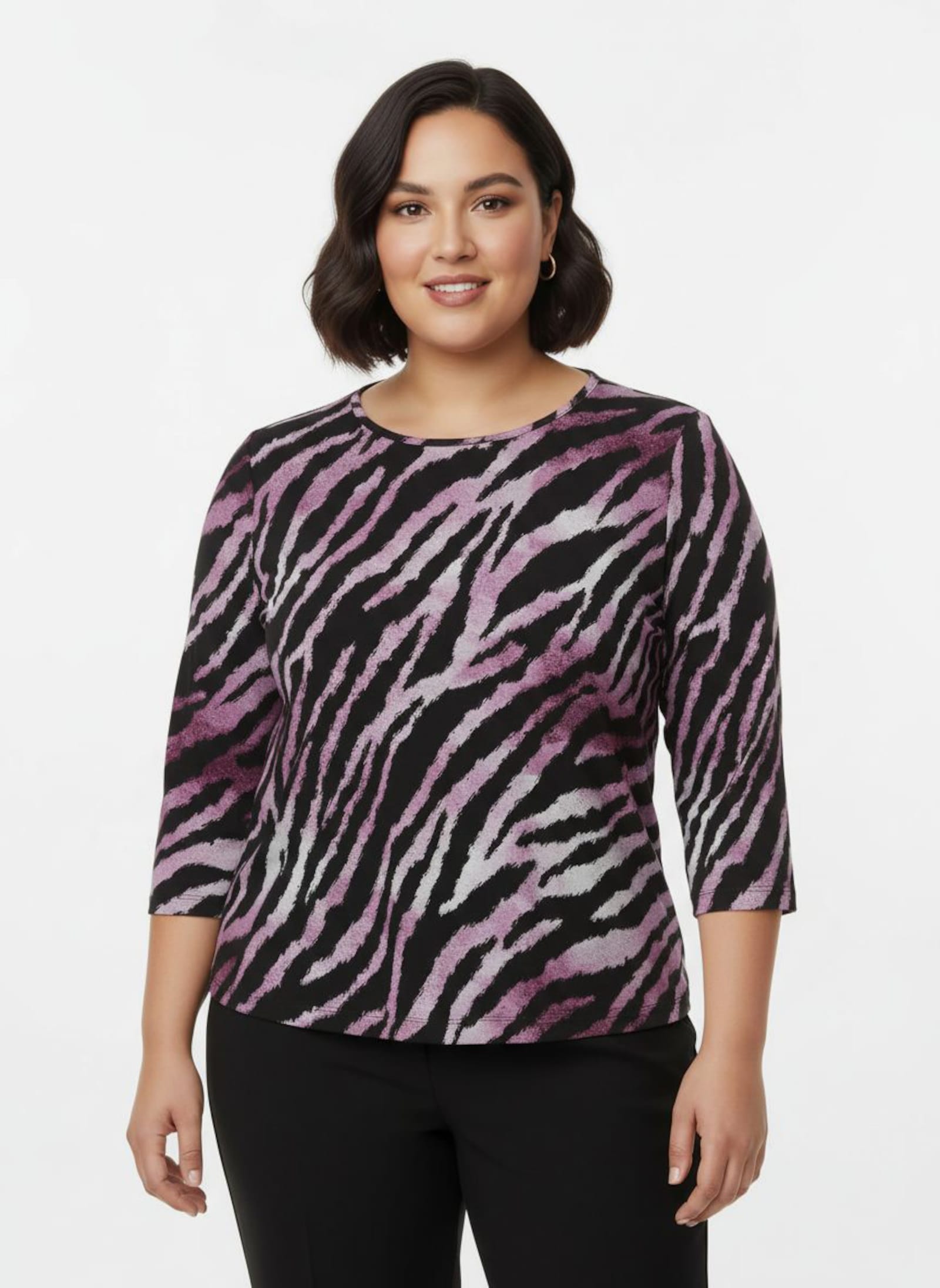 Print-Shirt im Animal-Dessin - schwarz-burgund-bedruckt