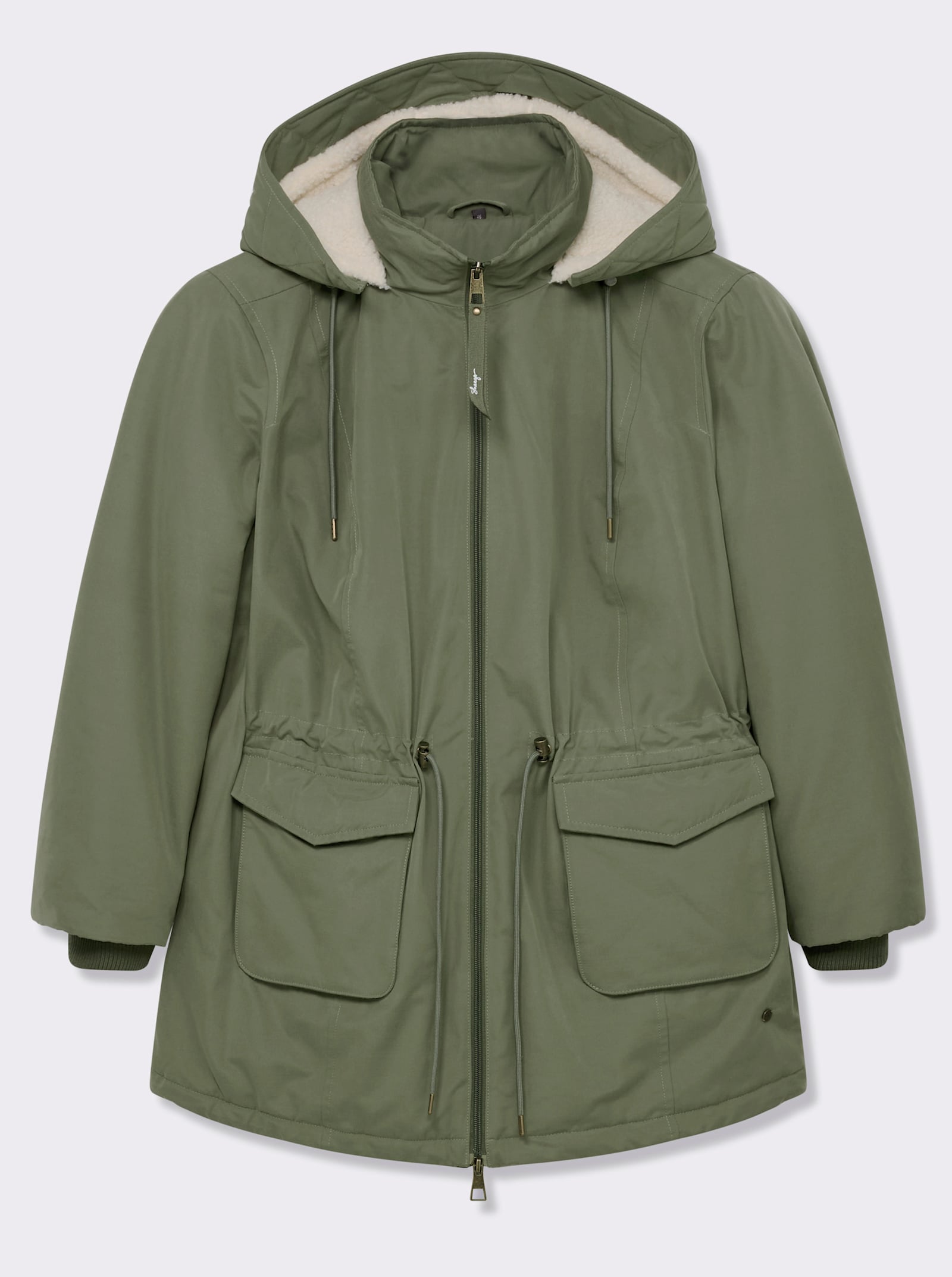 sheego Parka mit Teddyfleece-Kapuze - khaki