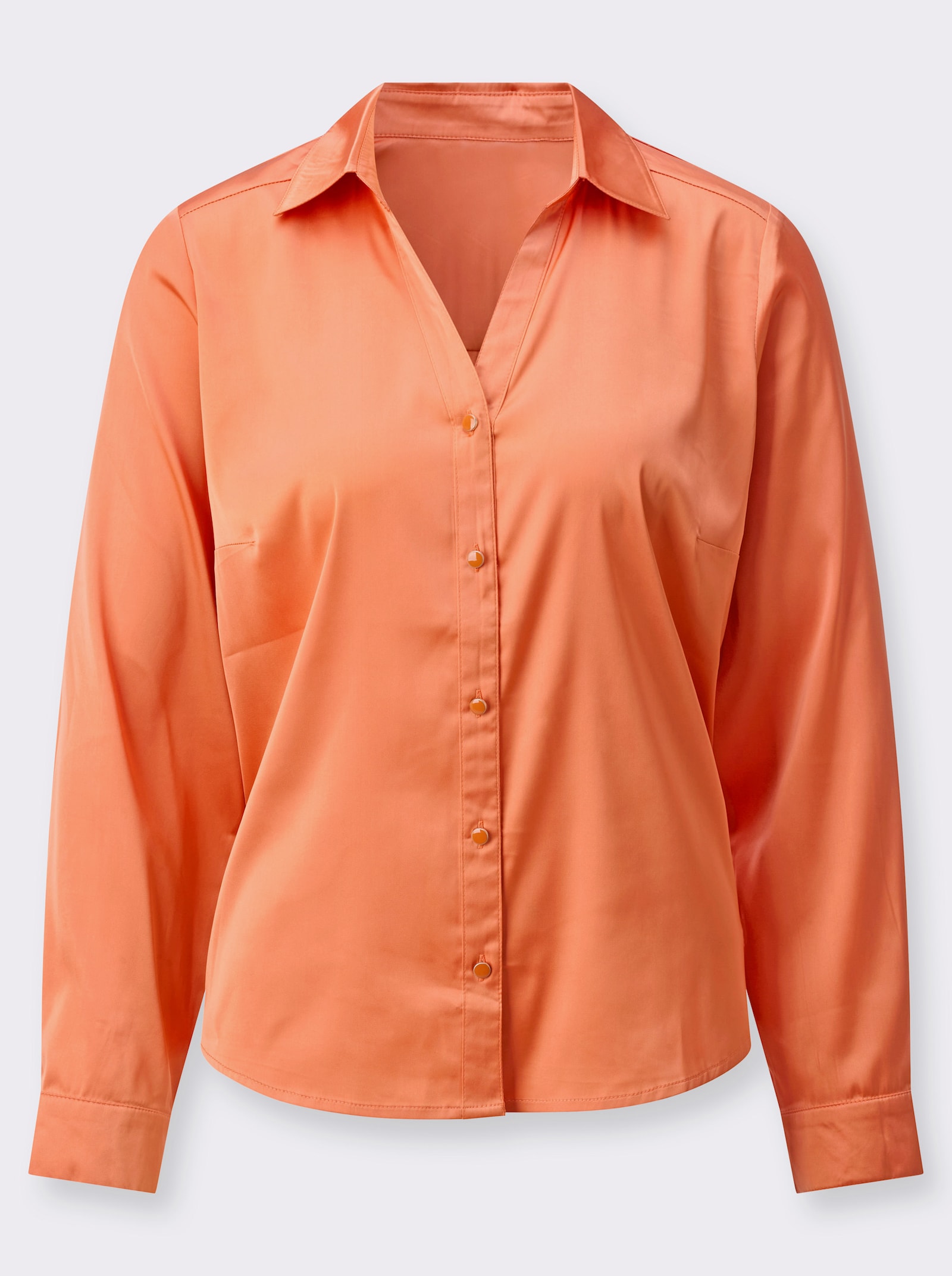 Satinbluse mit Kellerfalte hinten - papaya