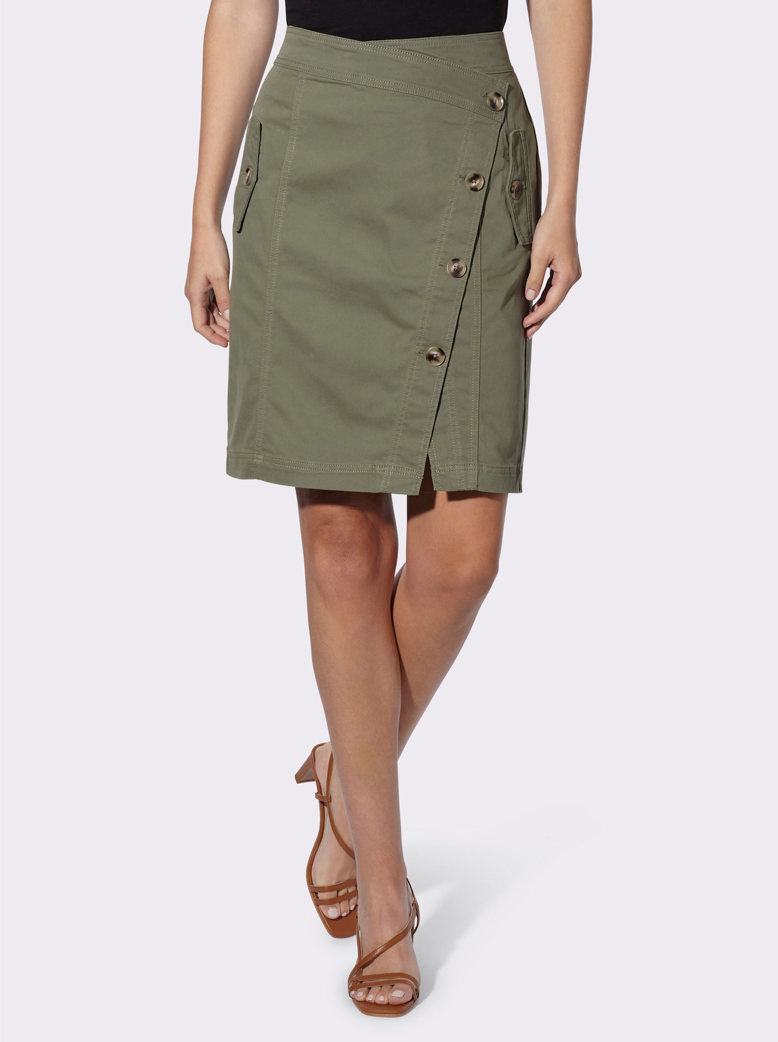 heine Jupe avec patte de boutonnage - kaki