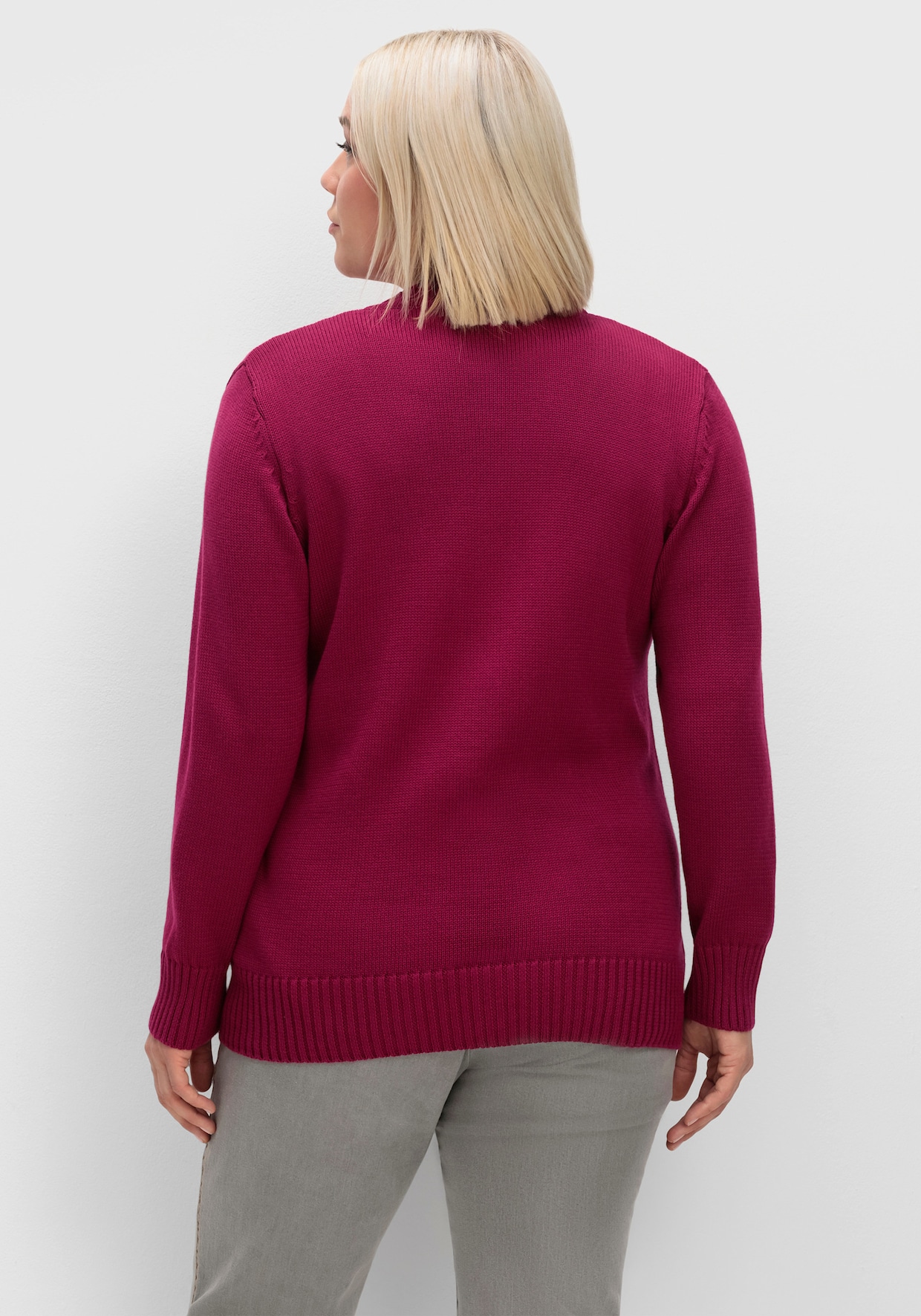 Strickjacke mit farblich abgestimmten Knöpfen - fuchsia