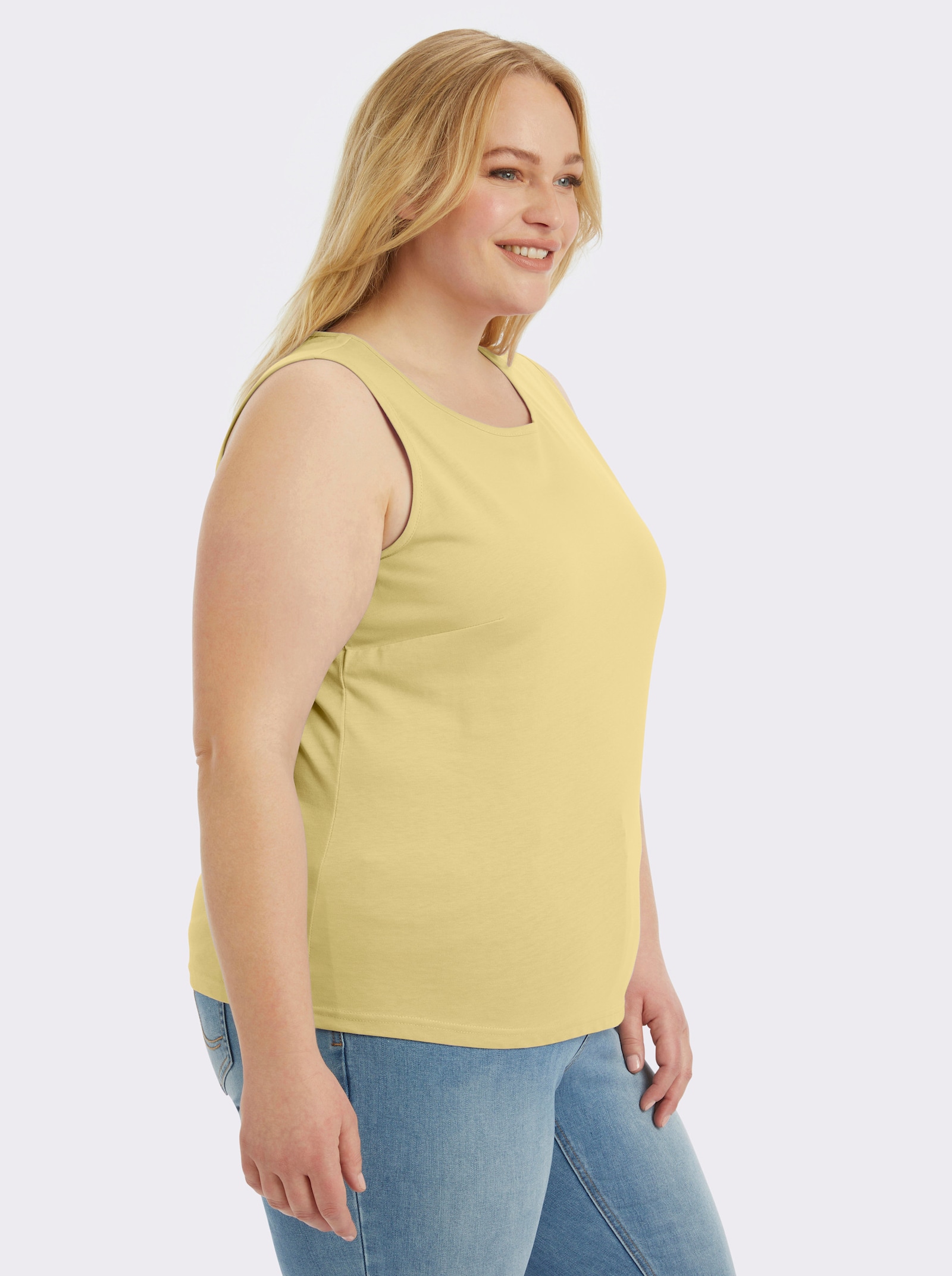 Trägertop mit Rundhals-Ausschnitt - zartgelb