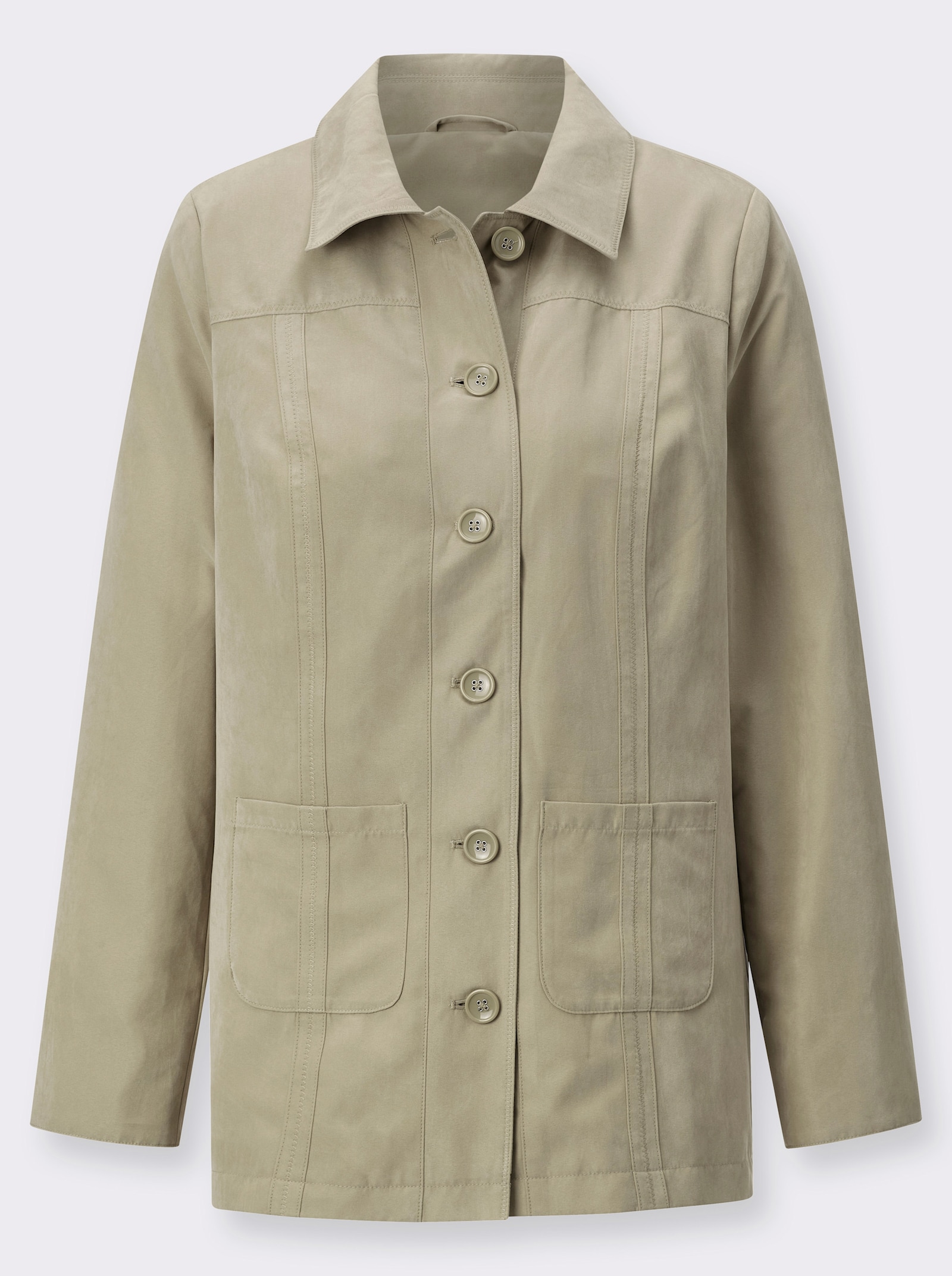 Lederimitatjacke mit Zick-Zack-Nähten - schlamm