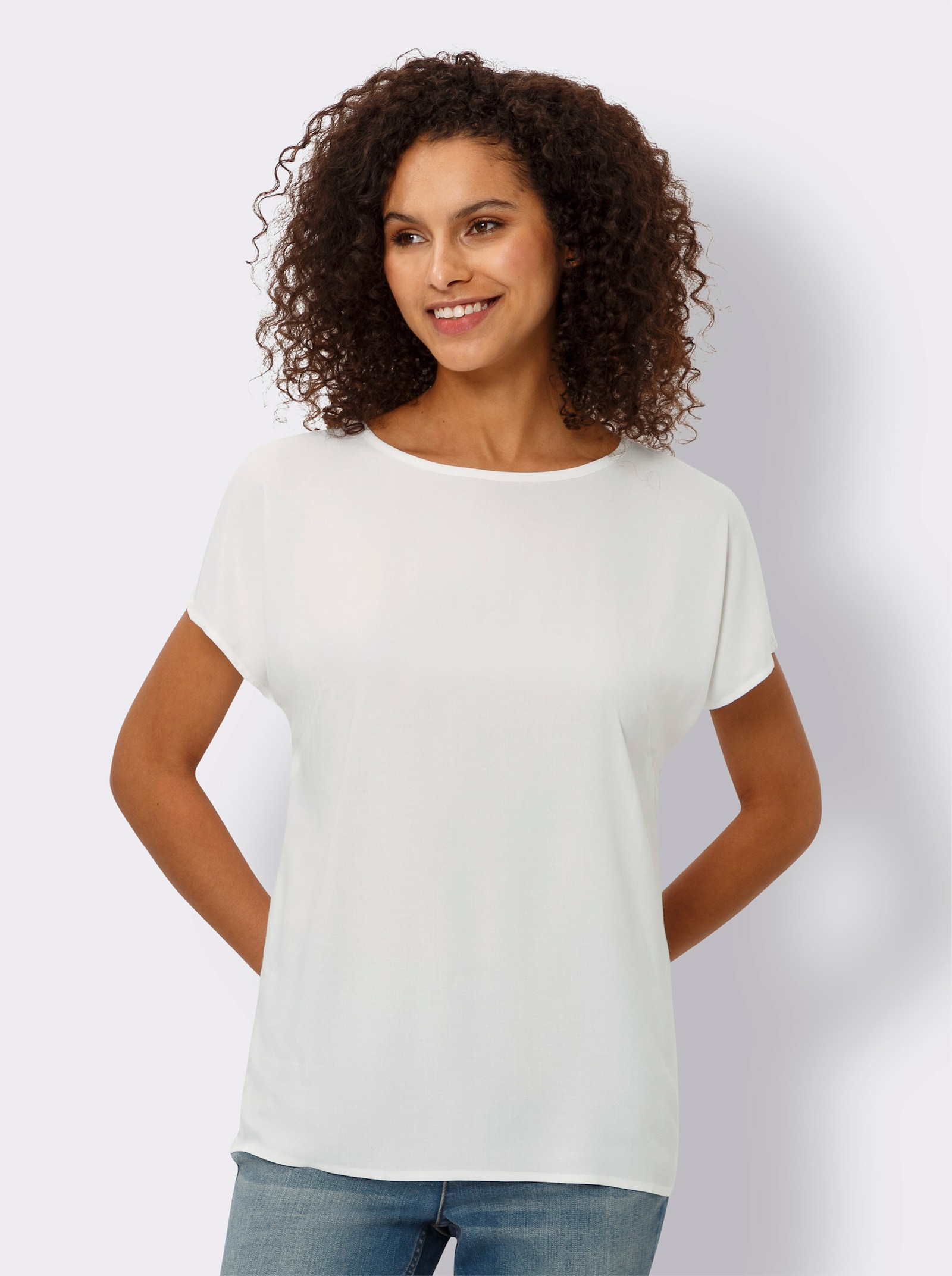 heine Blouse met korte mouwen van viscose - ecru