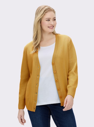 Strickjacke mit farblich abgestimmten Knöpfen - maisgelb