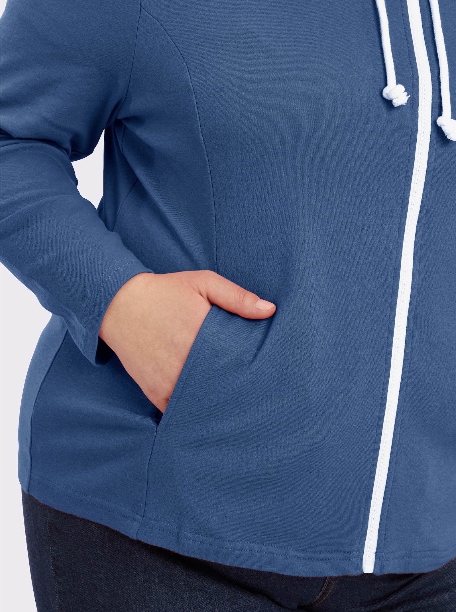 Sweatjacke aus Interlock-Jersey, formstabil - jeansblau