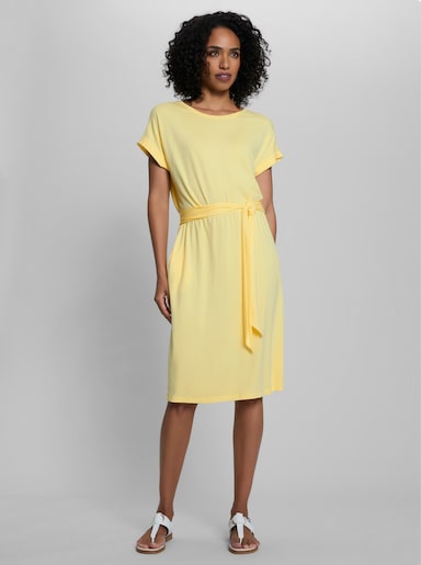 heine Jerseykleid mit Bindegürtel - zitrone