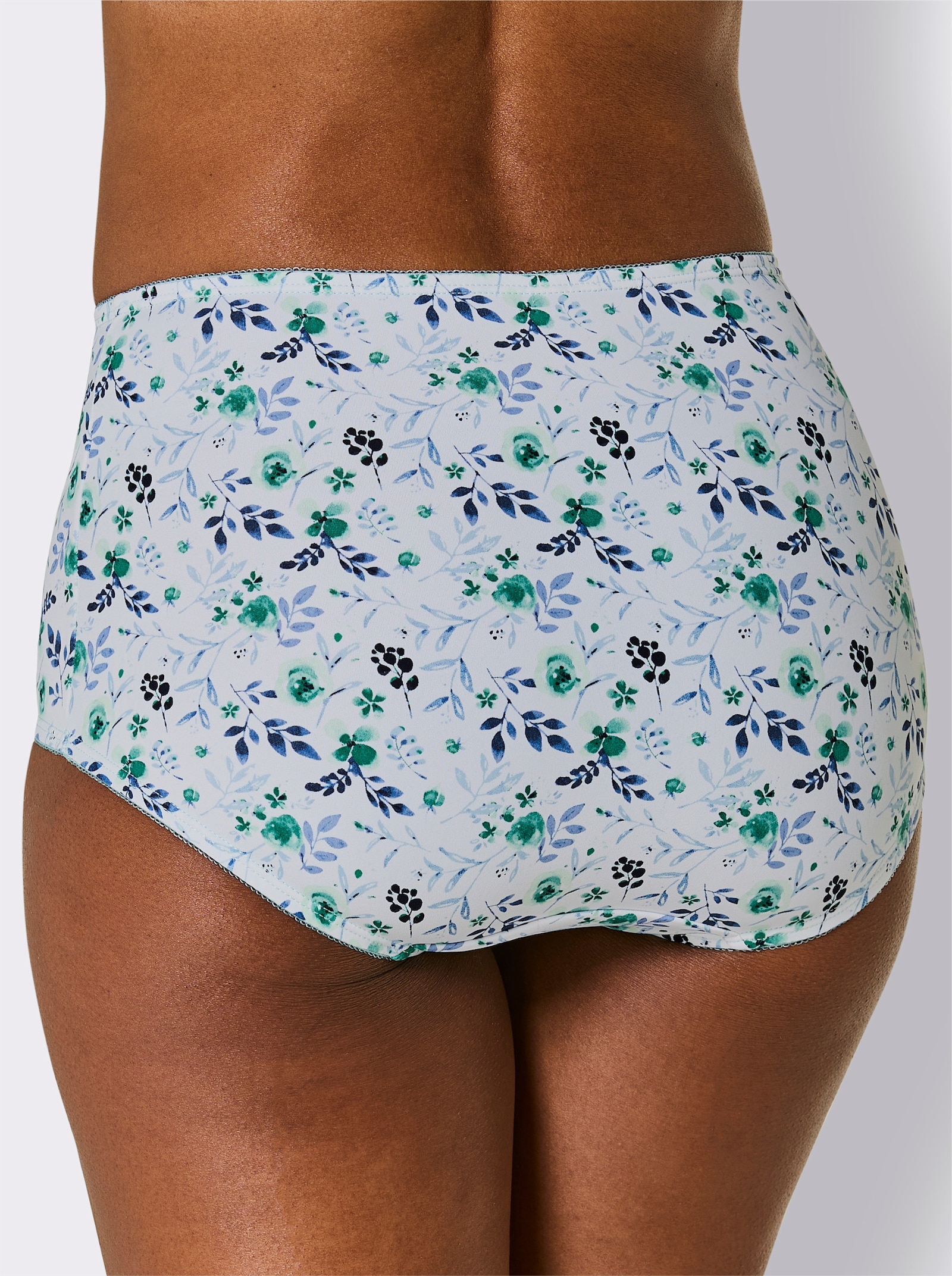 Kalhotky s pasem - bílá-mátová-potisk + mátová