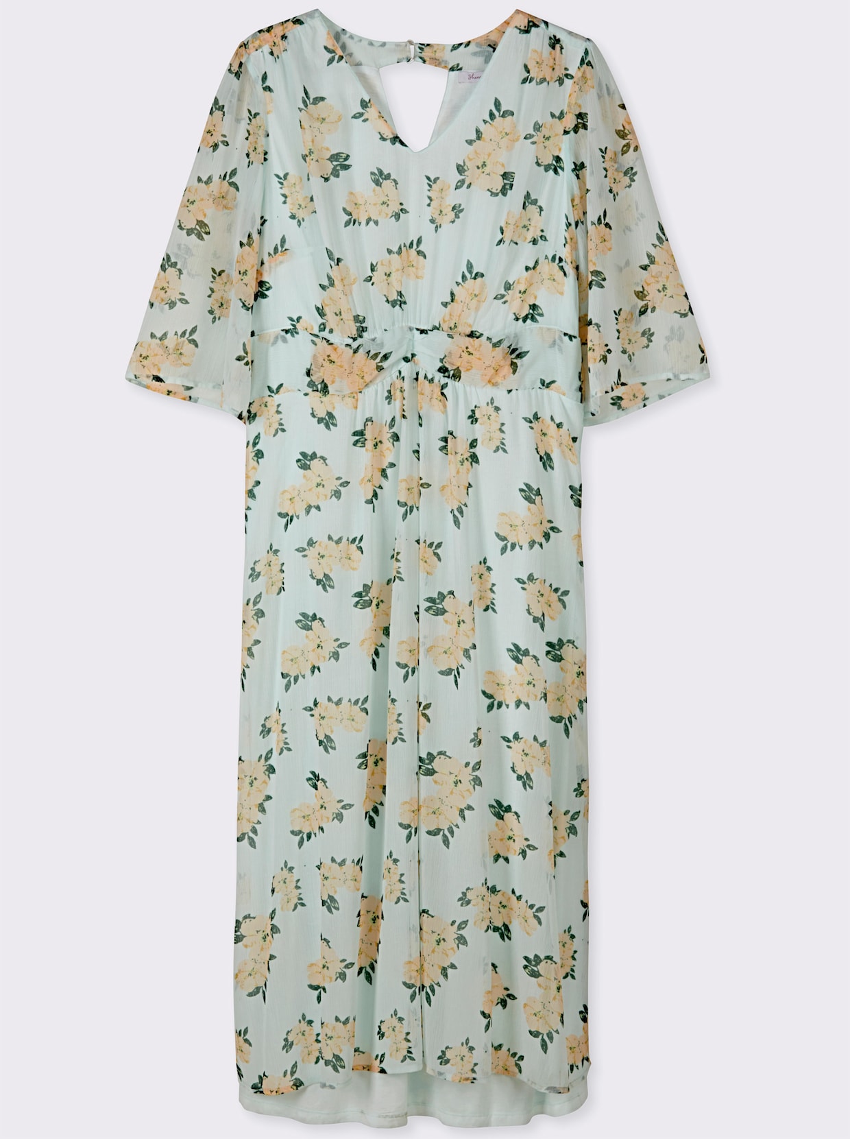 sheego Chiffonkleid mit Blumenprint - zartmint-apricot-gemustert