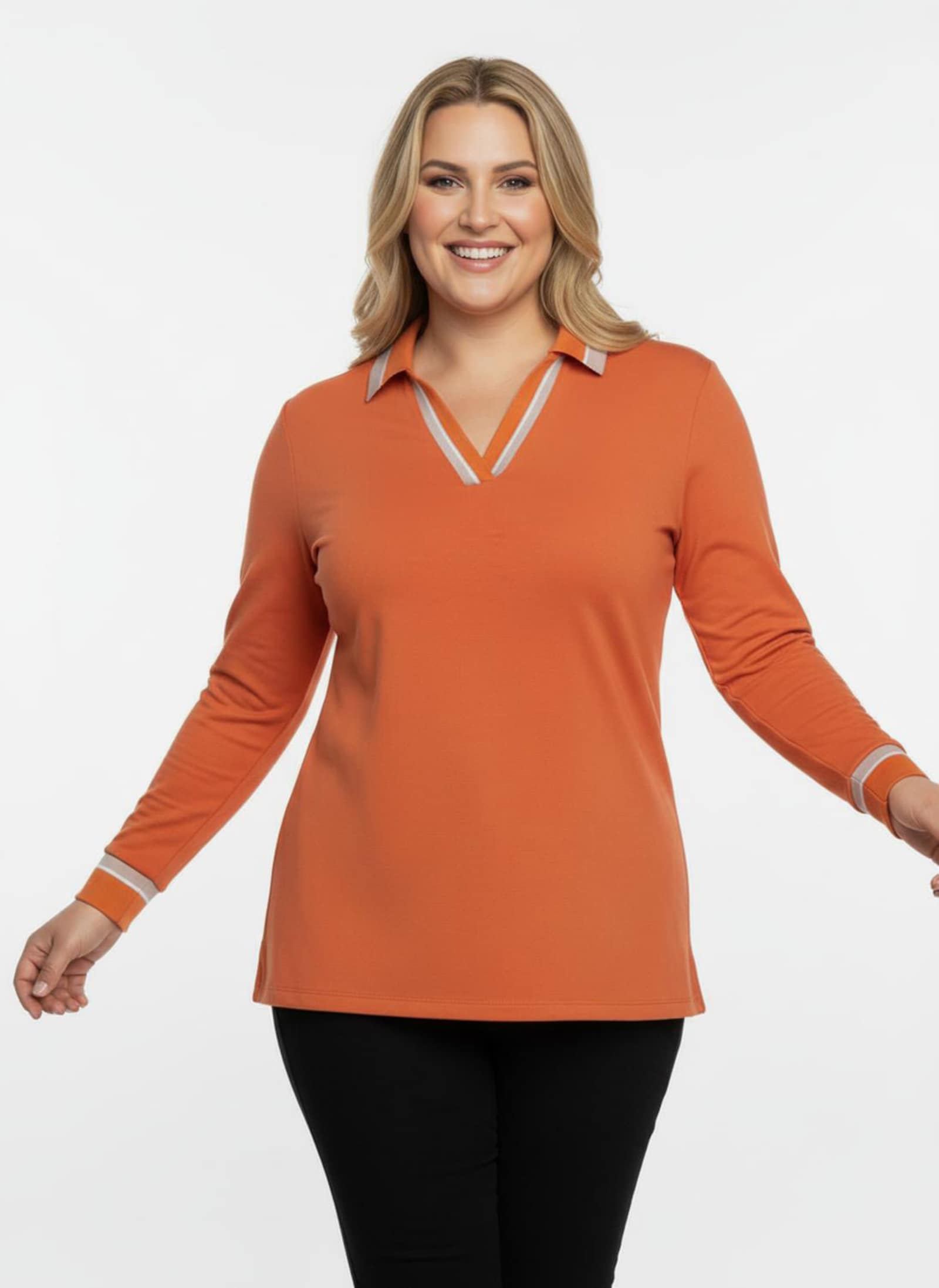 Poloshirt mit Kontrast-Akzenten - orange-sand-gemustert