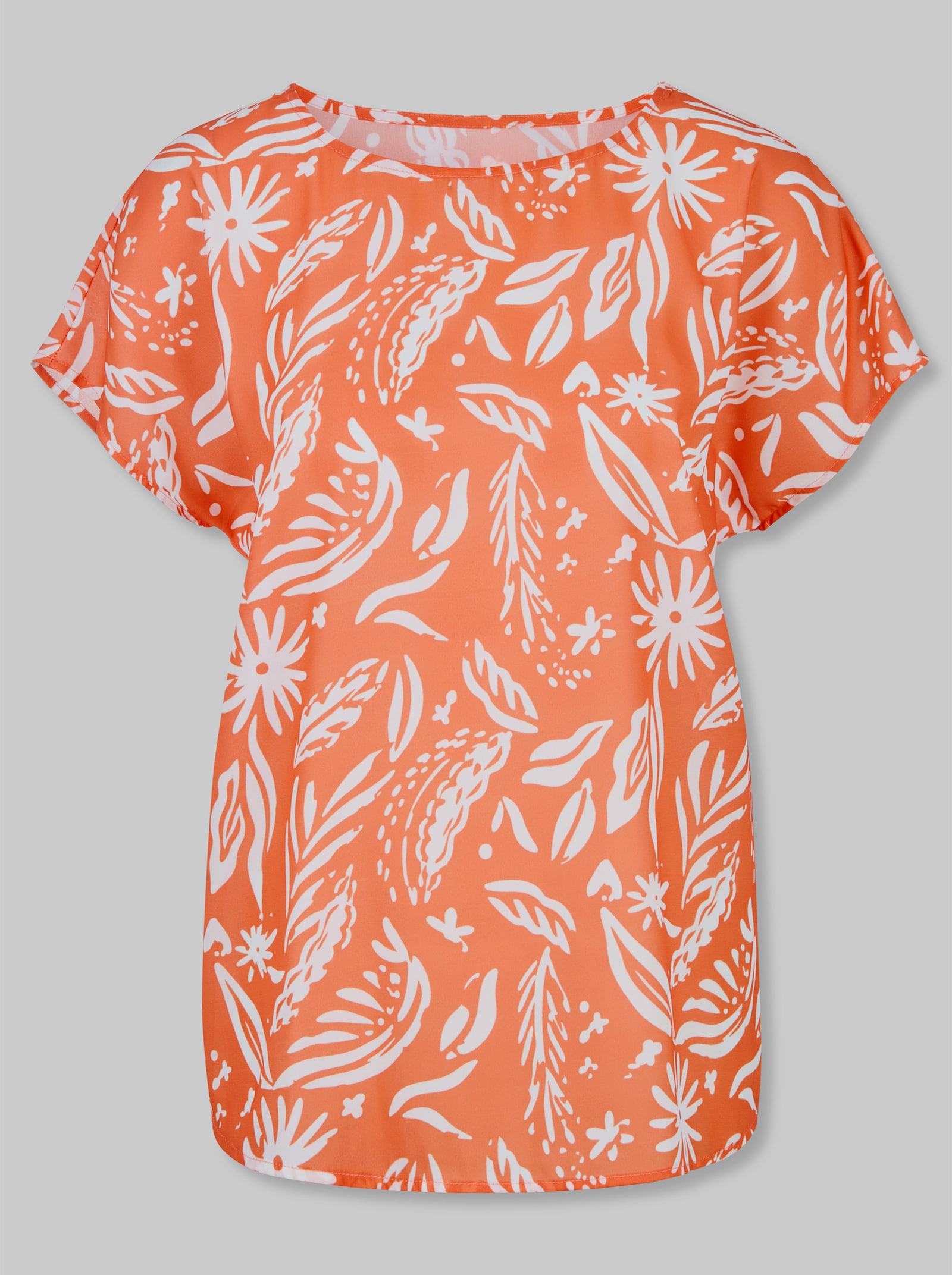 heine Druckbluse mit Floralprint - orange-ecru-bedruckt