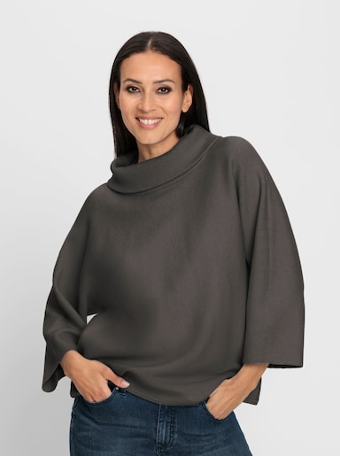 heine 3/4 Arm-Pullover mit halsfernem Rollkragen - graphit