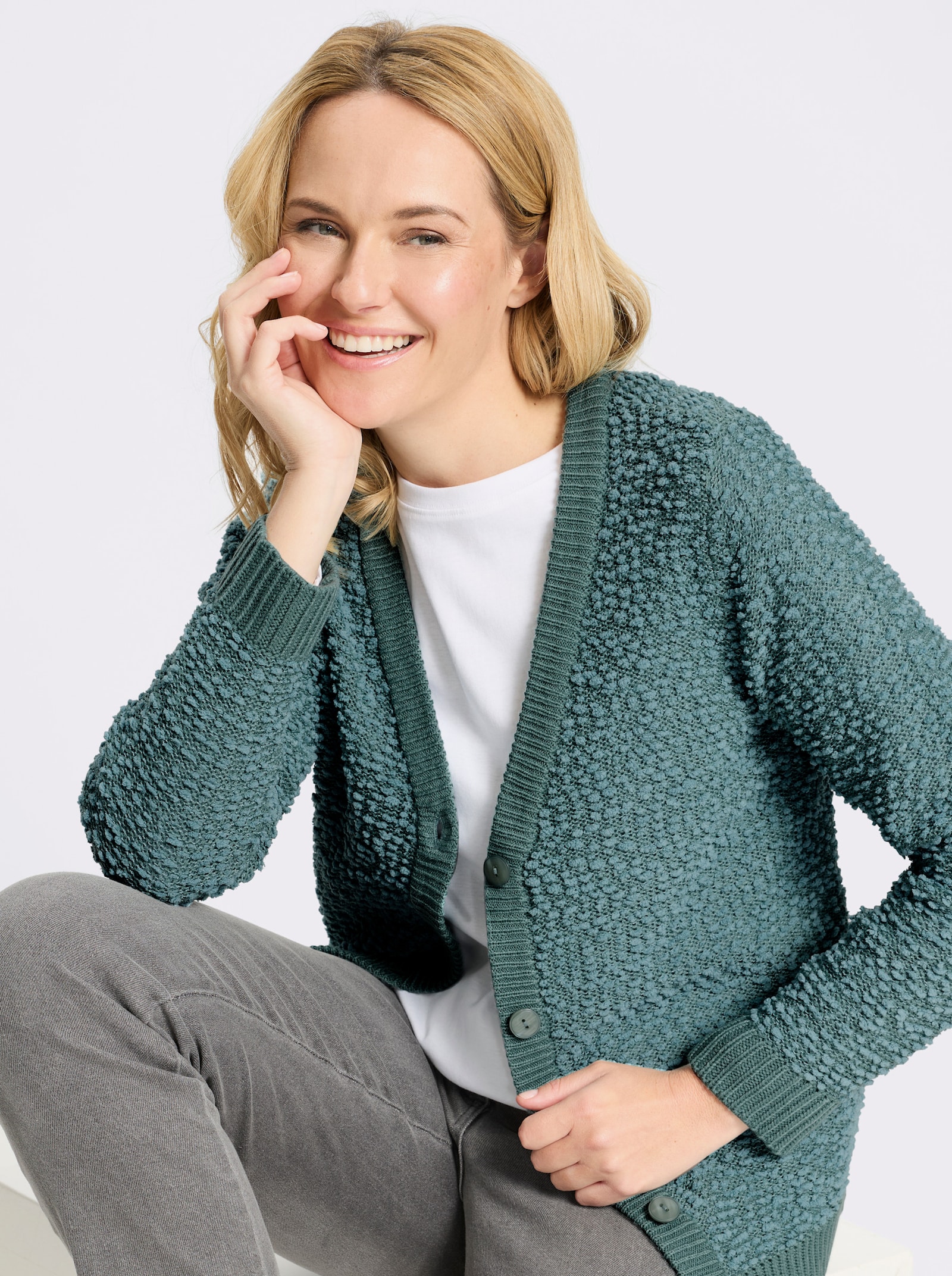 Cardigan aus Effektgarn - jade