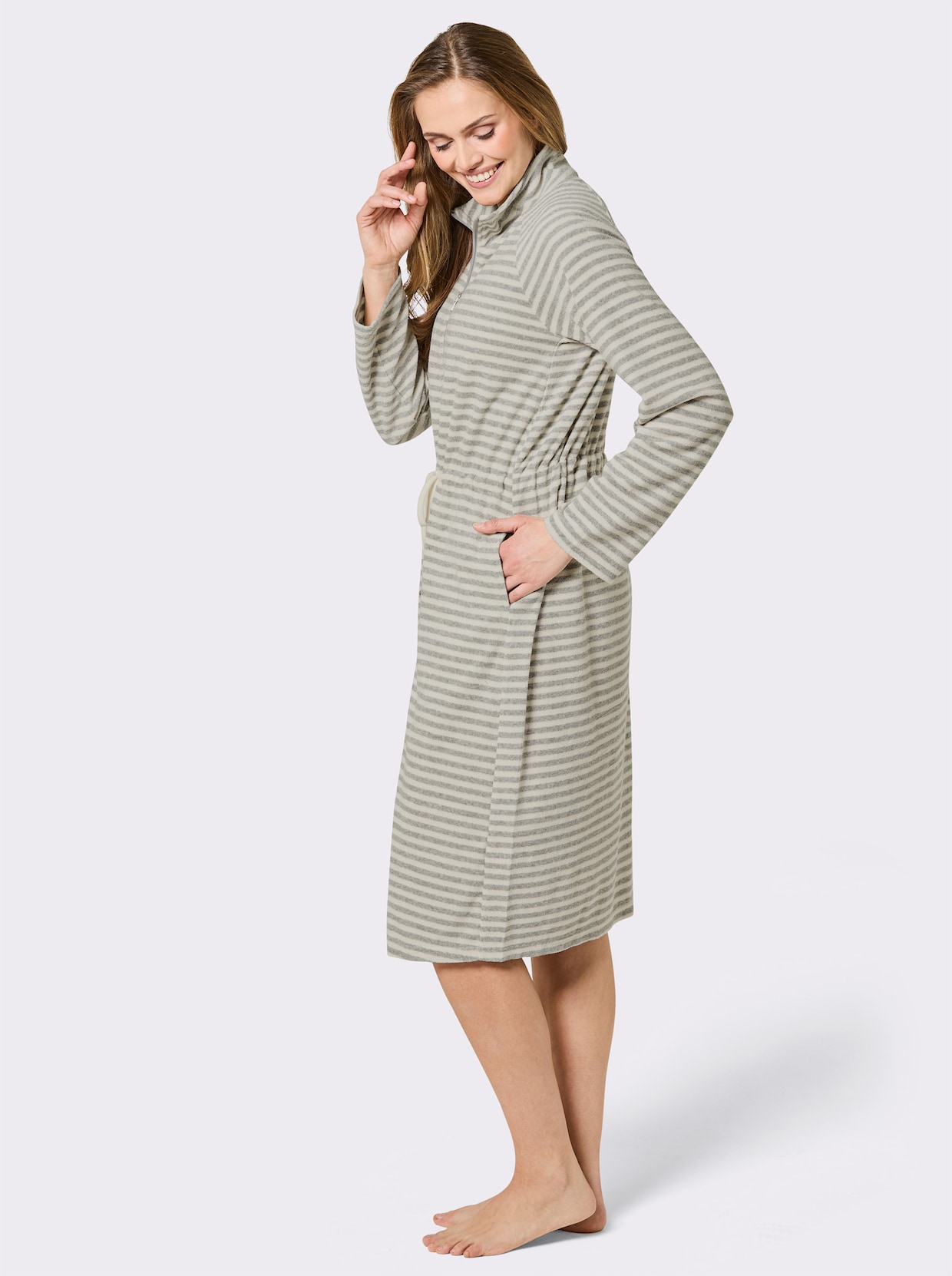 feel good Bademantel - champagner-grau-meliert