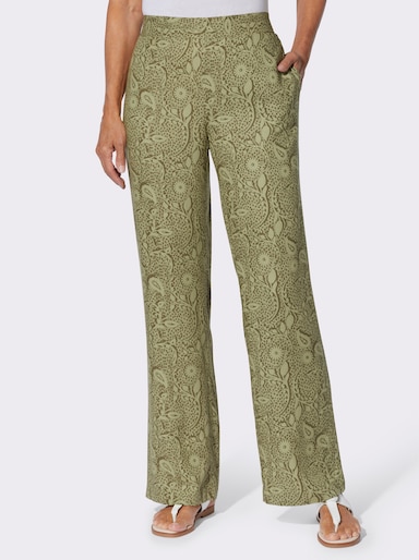 Druckhose in Schlupfform - schilf-khaki-bedruckt
