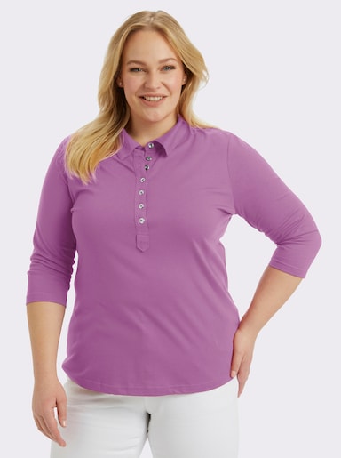 Poloshirt mit langer Knopfleiste - orchidee