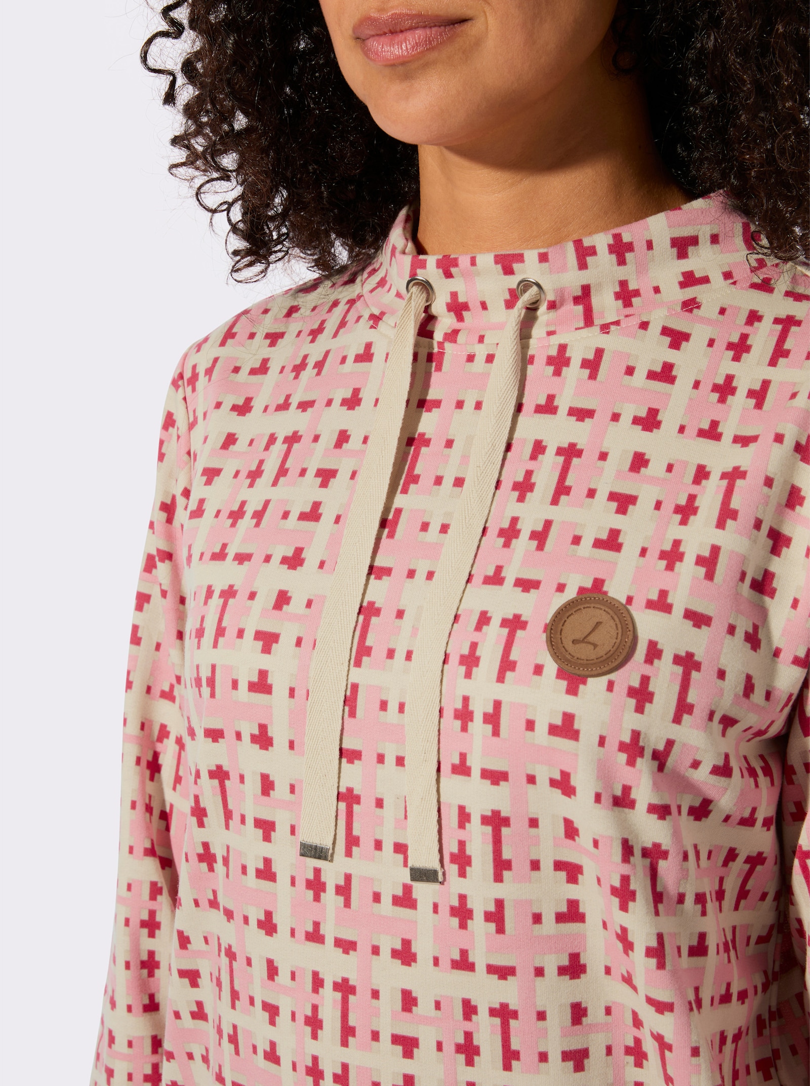 Sweatshirt mit Kontrast-Muster - erdbeere-sand-kariert