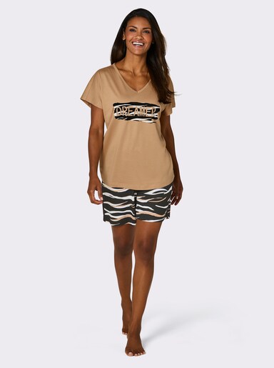 wäschepur Shorty - schwarz-camel-bedruckt