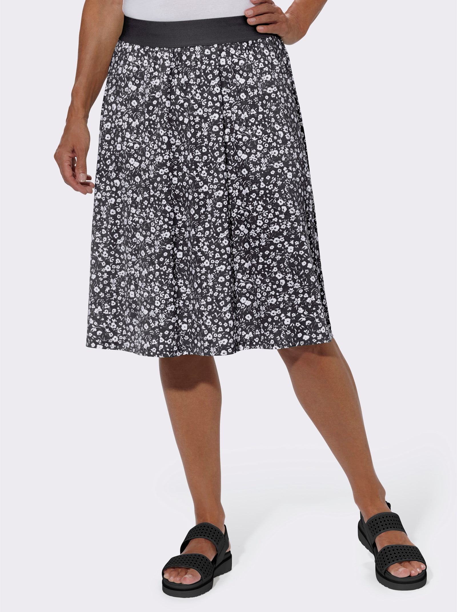 Jerseyrock im Doppelpack - schwarz + schwarz-weiß-bedruckt