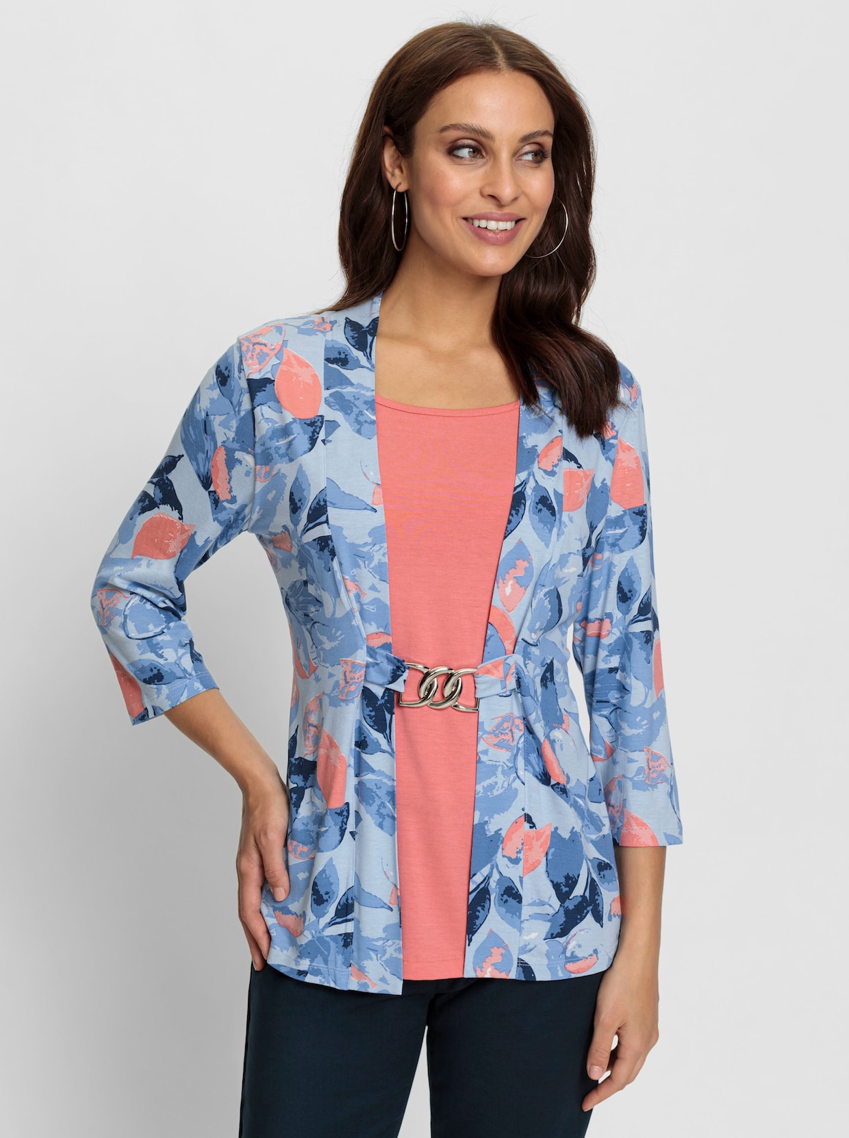 2-in-1-Shirt - himmelblau-flamingo-bedruckt