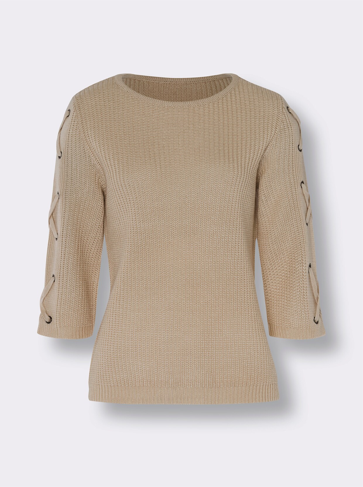 Pullover met ronde hals - zand