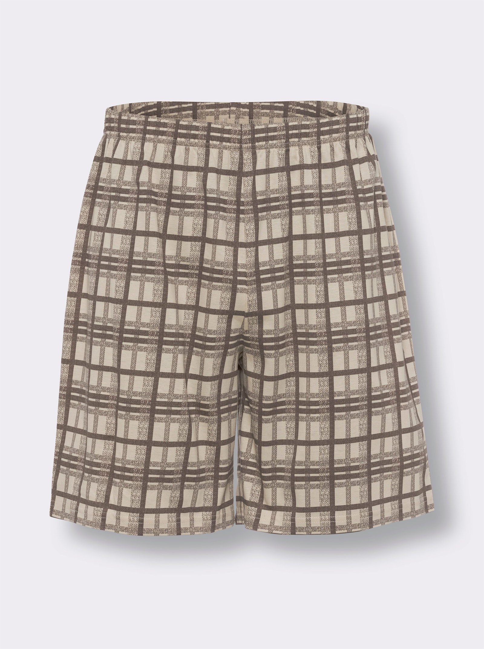 Shortama met ruitpatroon - zand/chocolade