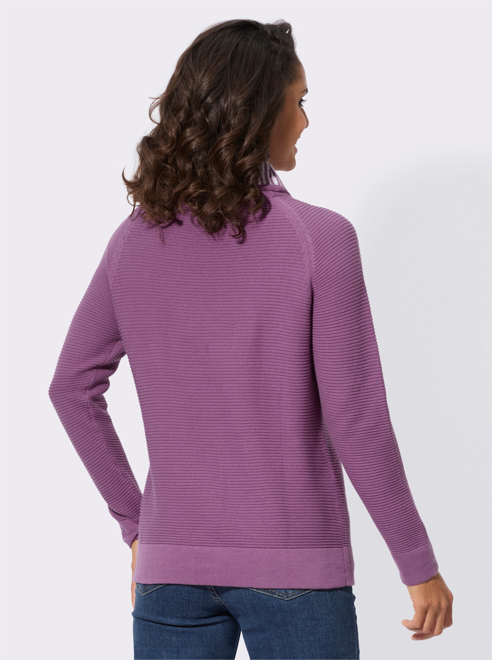 Pullover im Linksstrick - violett