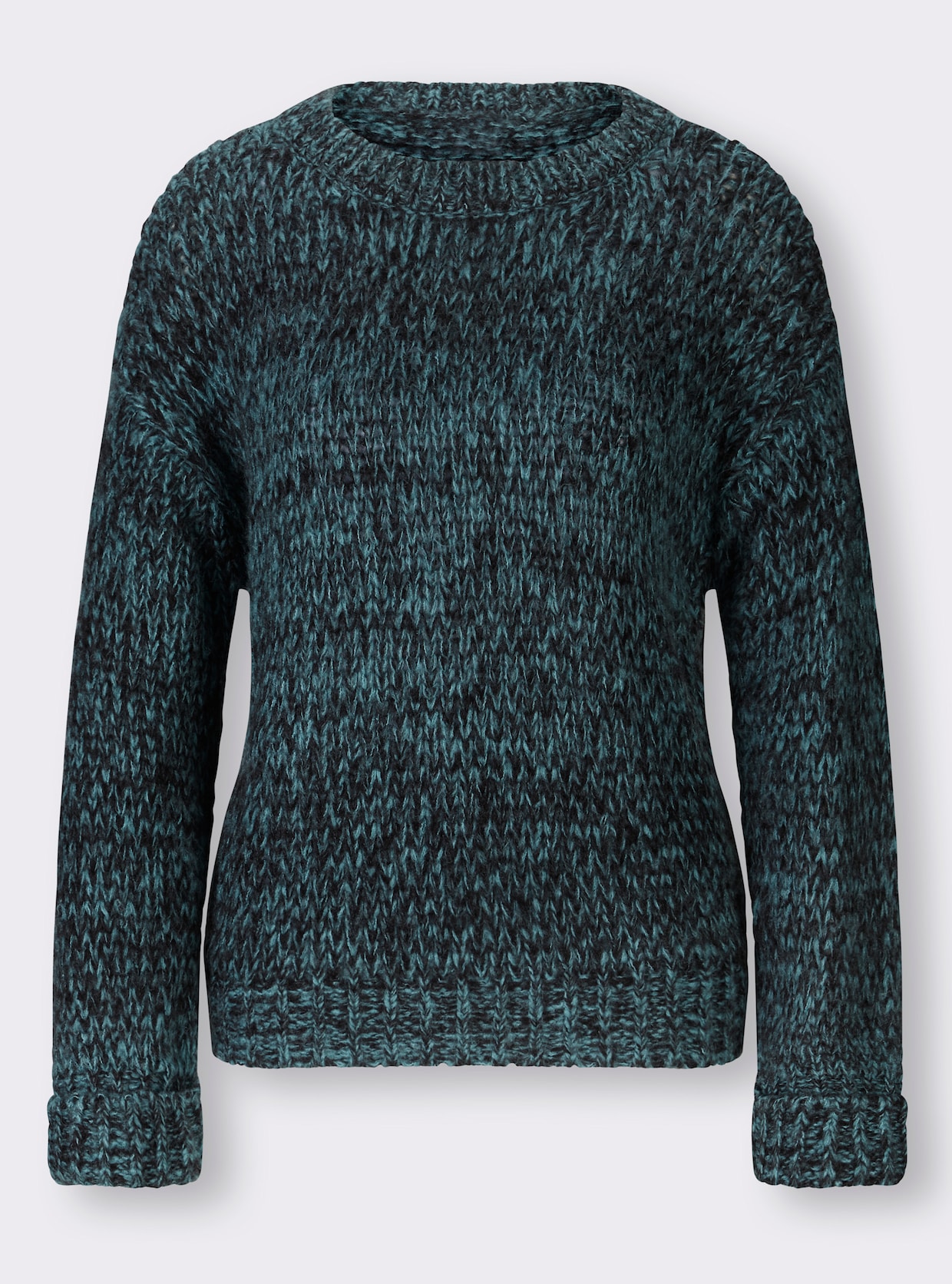 heine Pullover met ronde hals - zwart/oceaan gemêleerd
