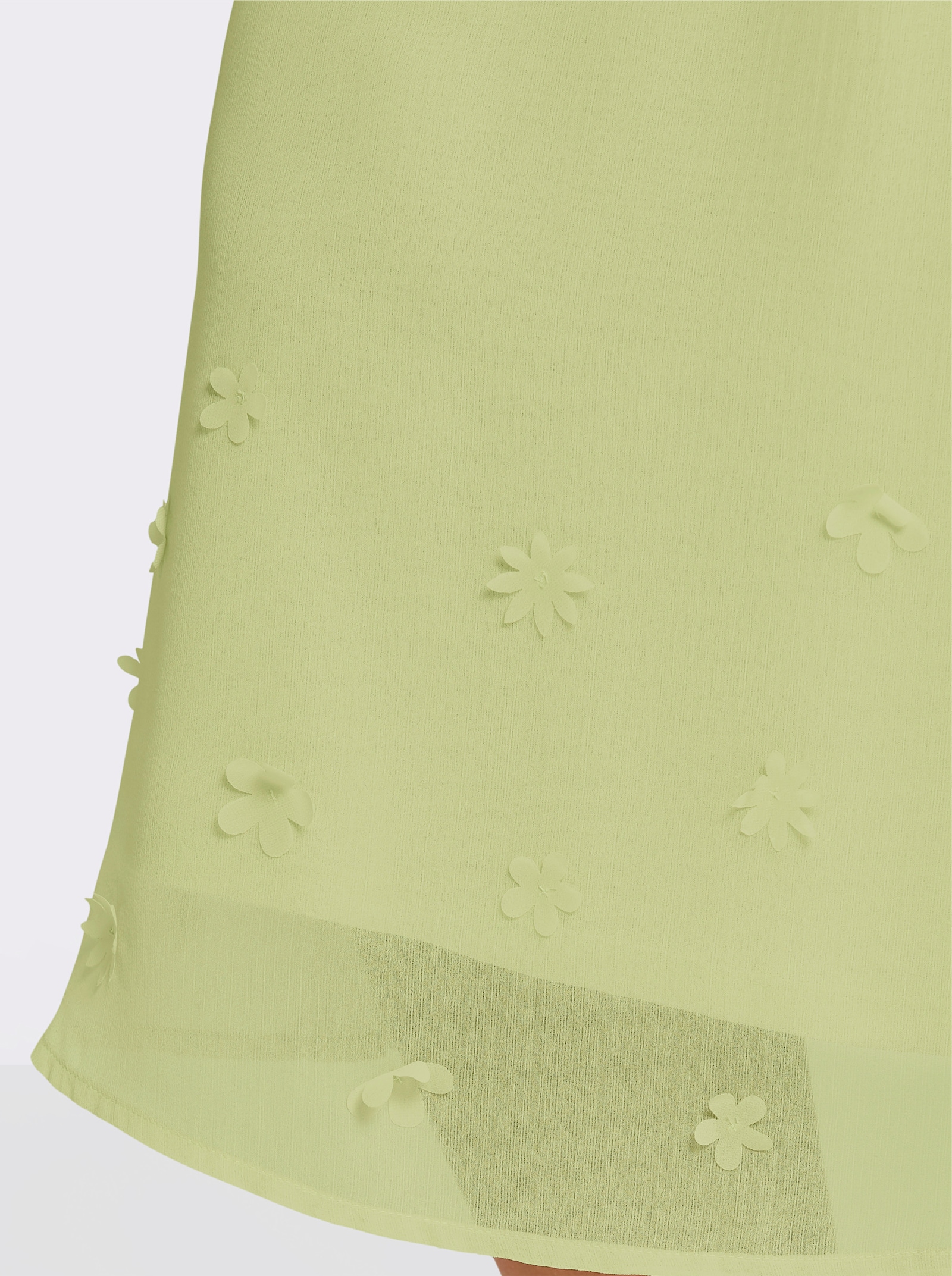 sheego Chiffonrock mit Blüten-Applikationen am Saum - pistazie