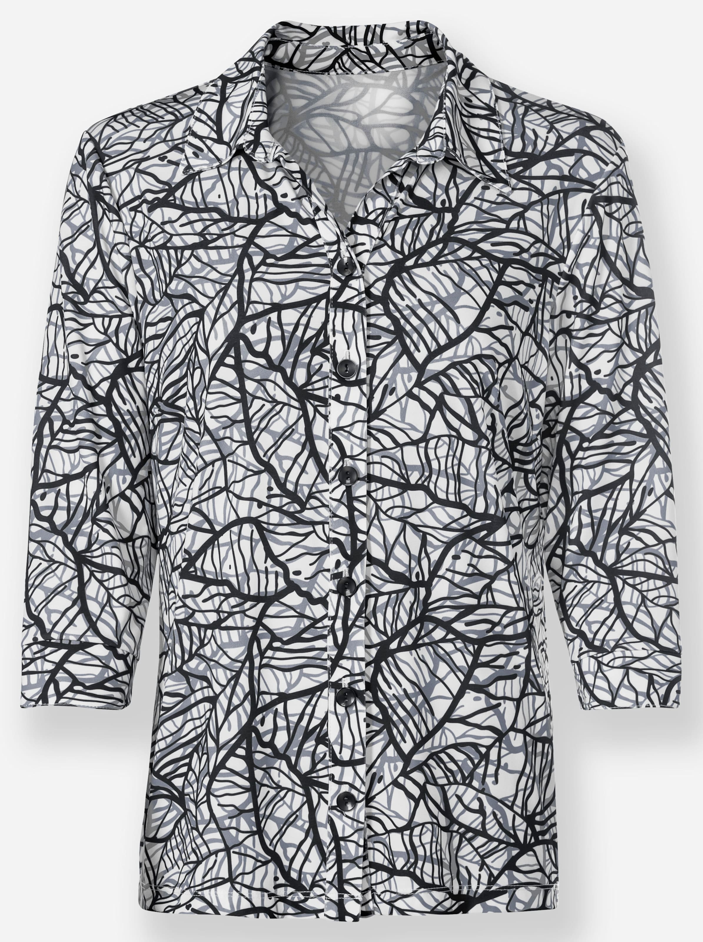 Witt Weiden Damen Jersey Bluse steingrau schwarz bedruckt  - Onlineshop Witt Weiden