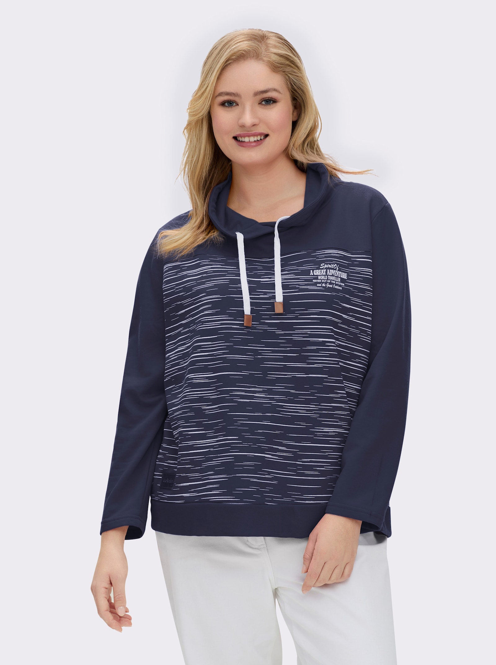 Sweatshirt aus innen angerautem Baumwoll-Mix - marine-bedruckt