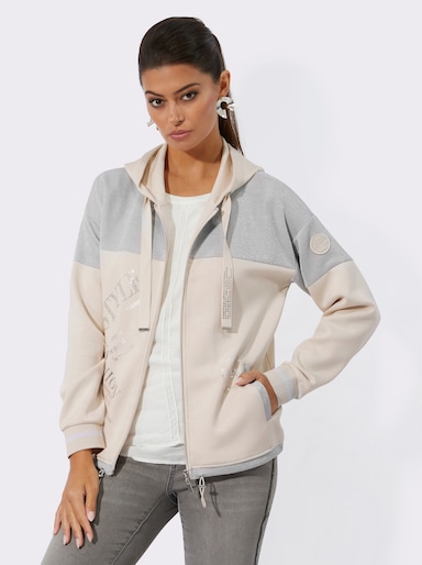 Sweatjacke im softweichen Modal-Mix - silberfarben-elfenbein