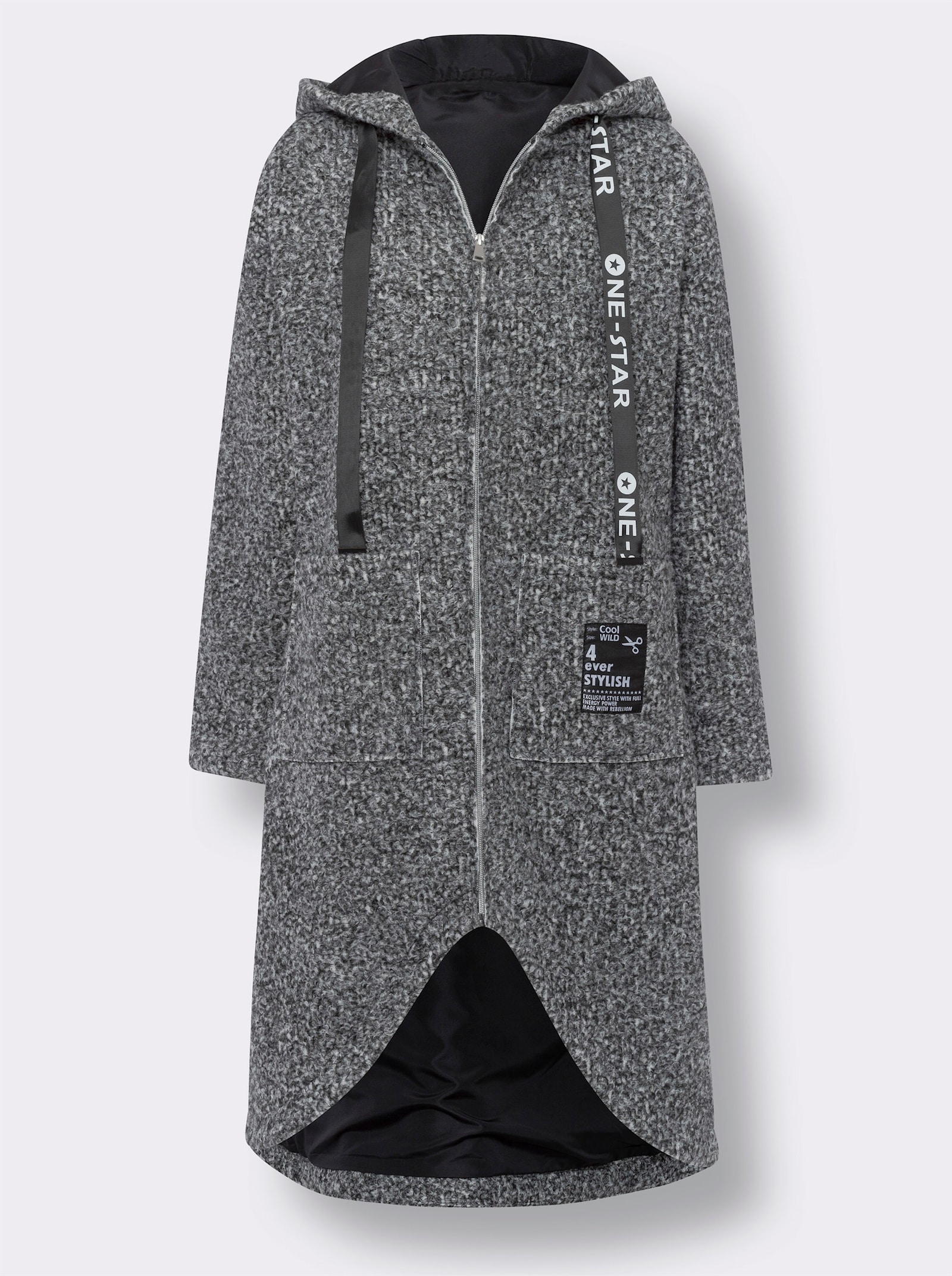 heine Manteau d'hiver ample - noir-écru chiné