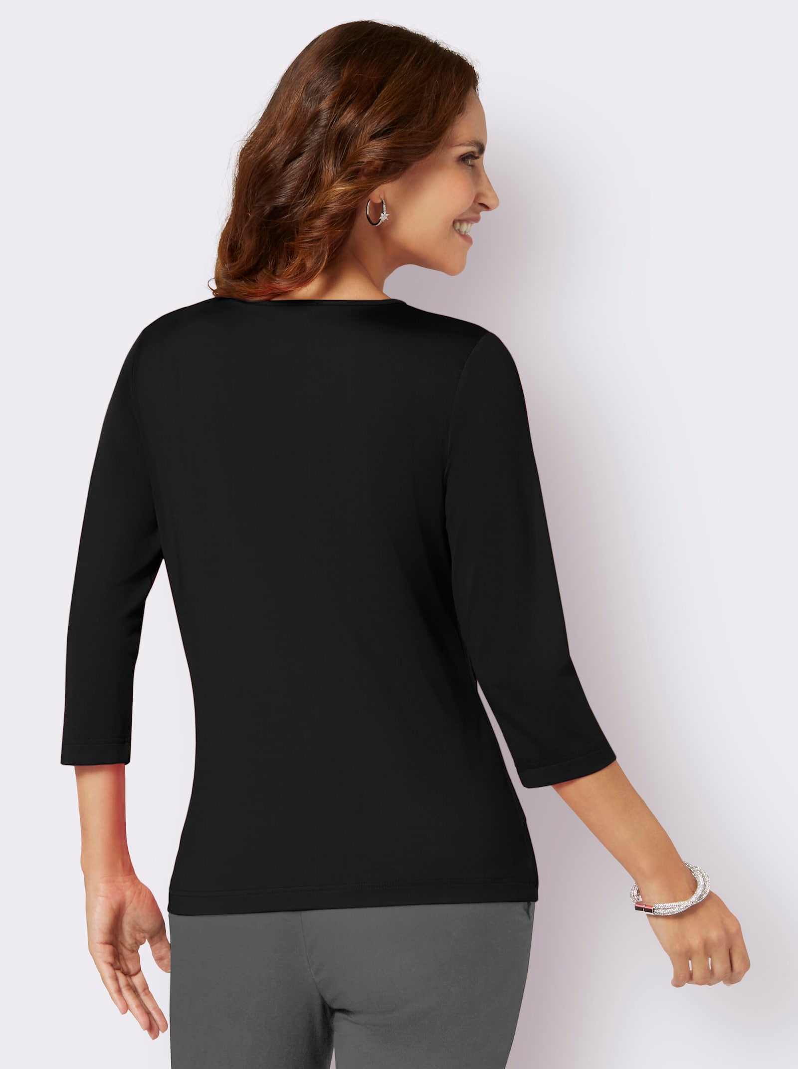 Wickelshirt schimmernde Optik - schwarz