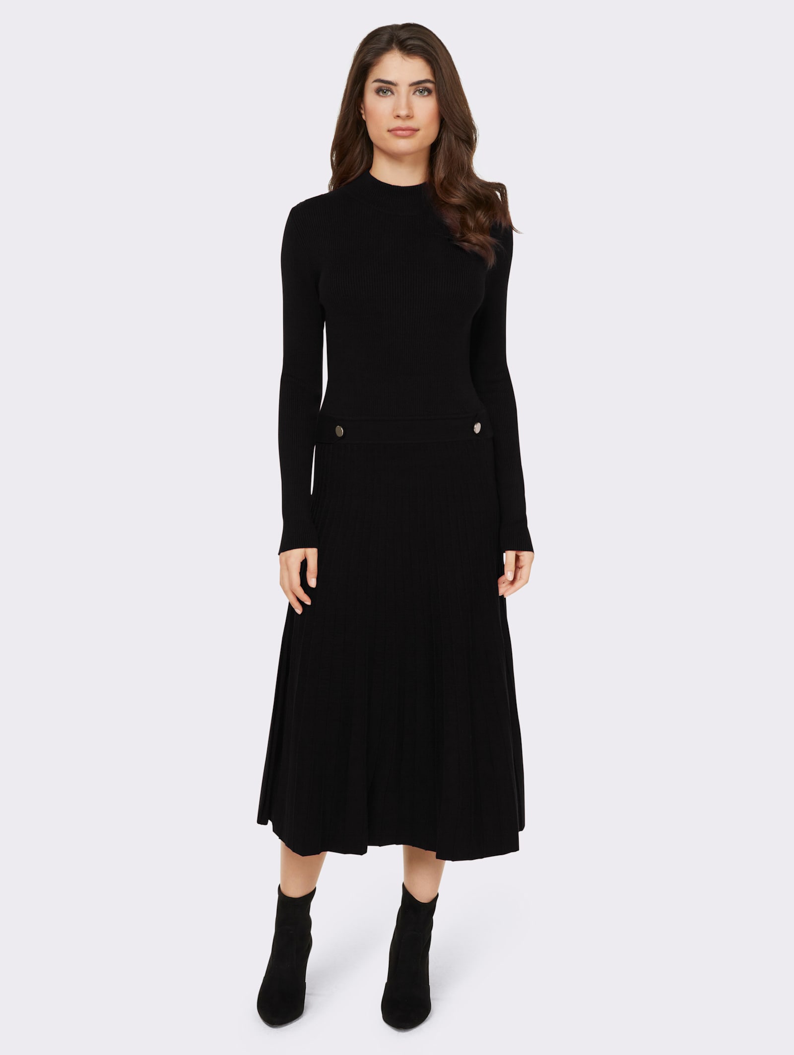 heine Strickkleid mit Zierriegel - schwarz