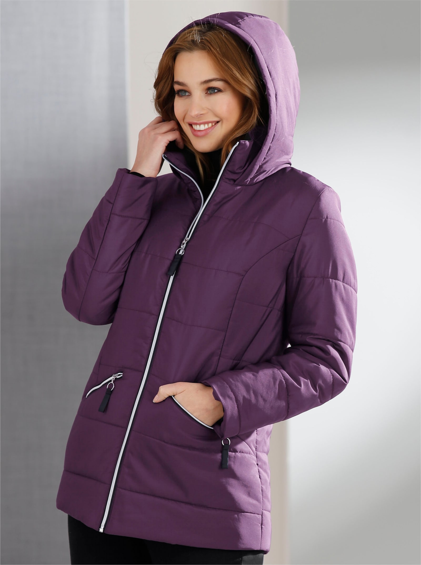 Steppjacke mit Wattierung, wärmend - aubergine