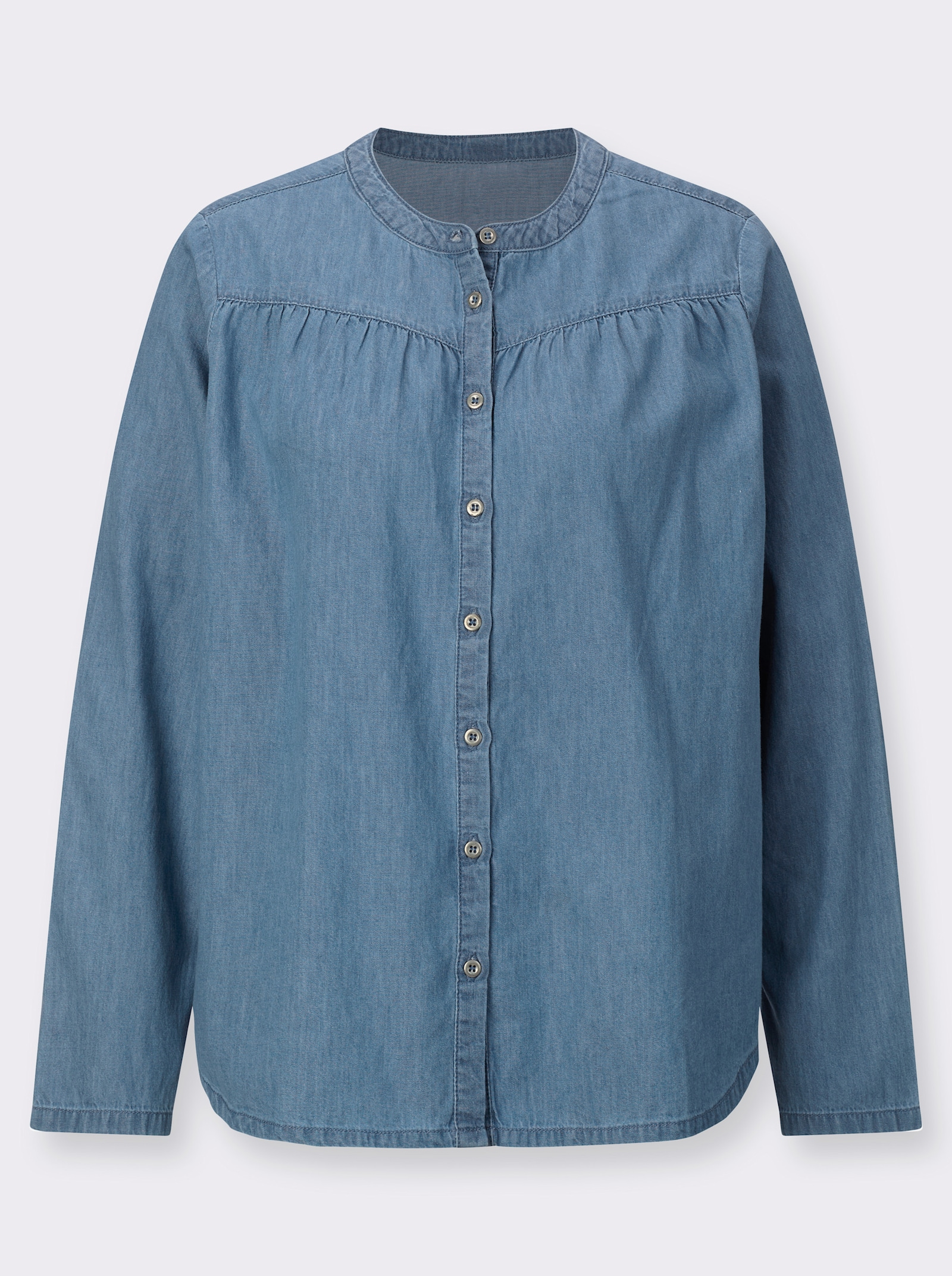 Jeansbluse mit Raffungen - blue-bleached