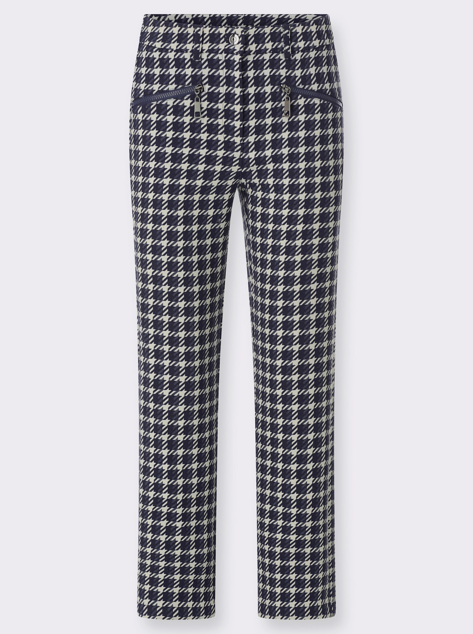 Hose mit Jacquard-Muster - marine-champagner-gemustert