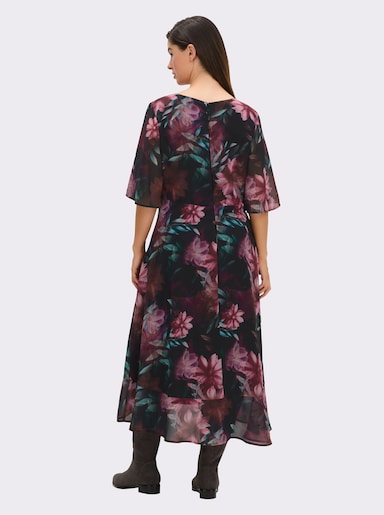 sheego Chiffonkleid - schwarz-bedruckt