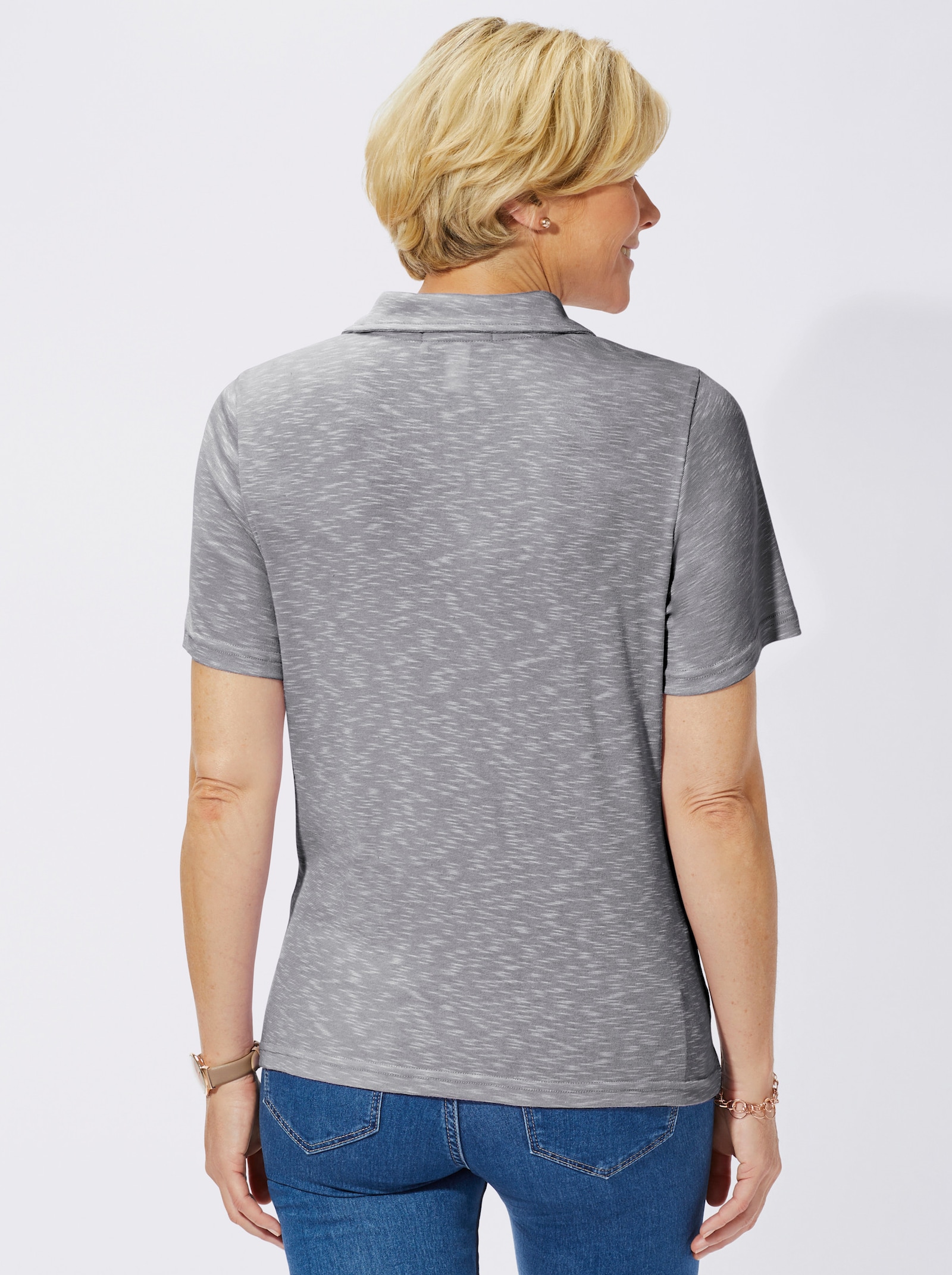 Poloshirt in Melange-Optik - grau-meliert
