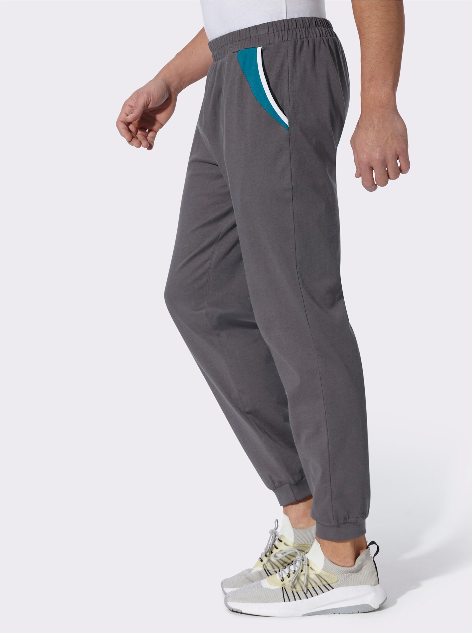 Freizeithose mit Kontrasteinsätzen - anthrazit