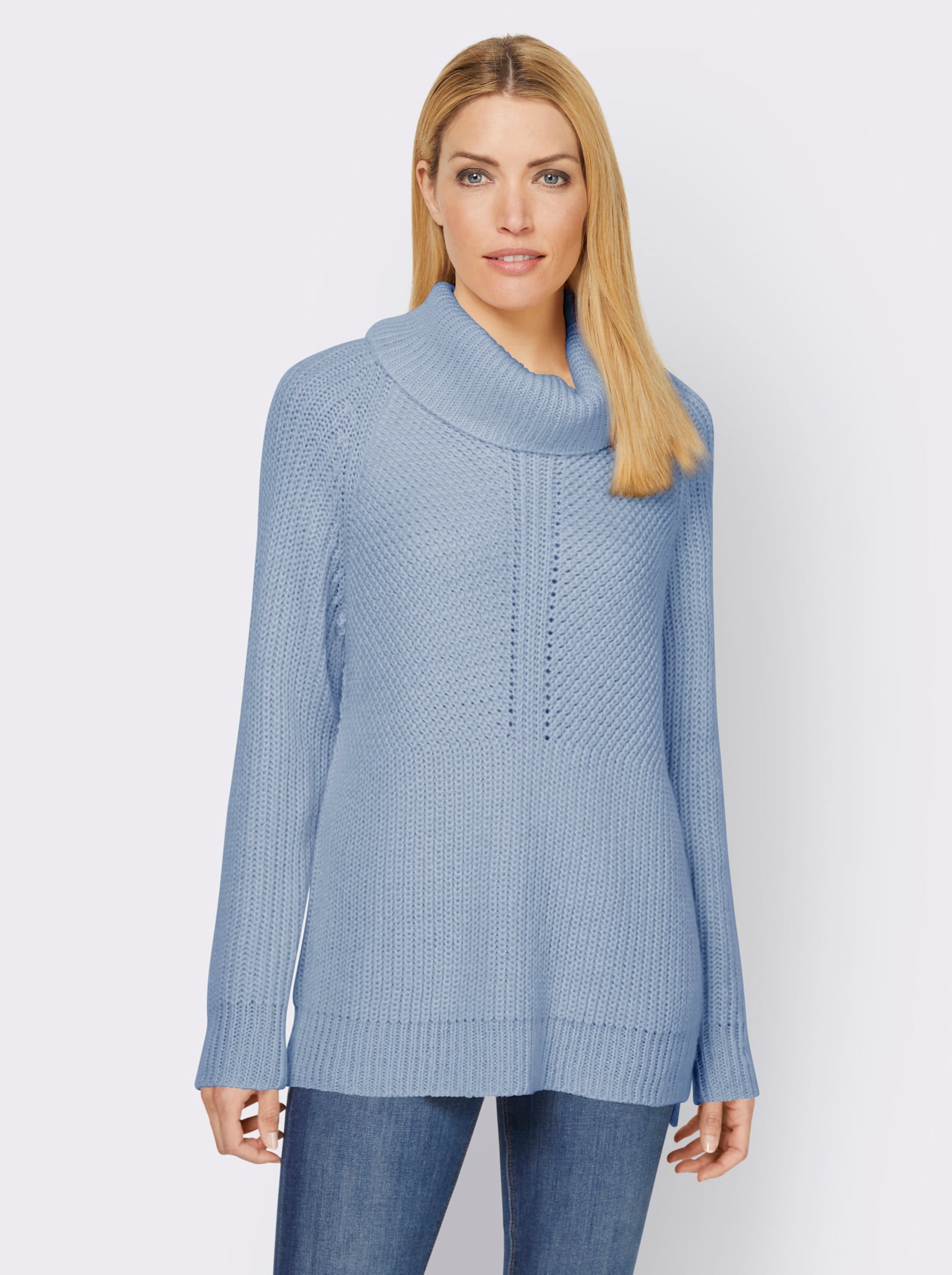 heine Rollkragenpullover mit aufwendigem Strickmuster - bleu