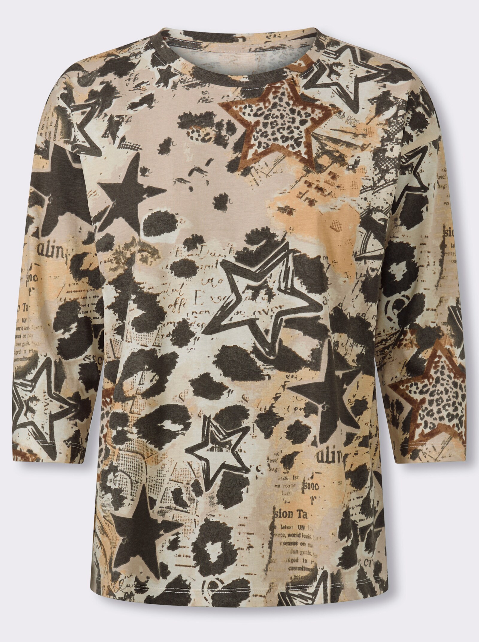 3/4-Arm-Shirt mit Print - champagner-graphit-bedruckt
