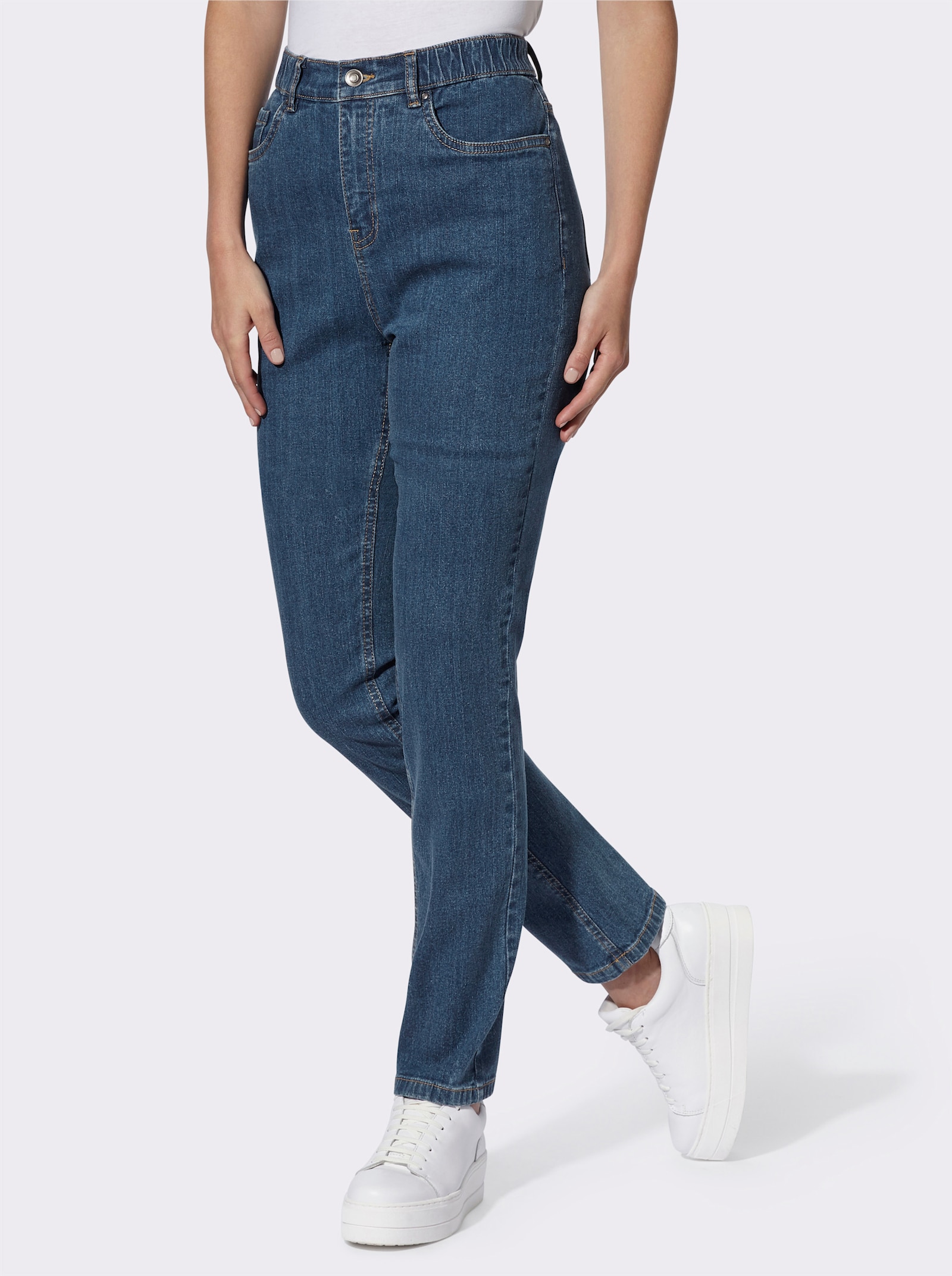 Jeans mit Dehnbund - blue-stone-washed