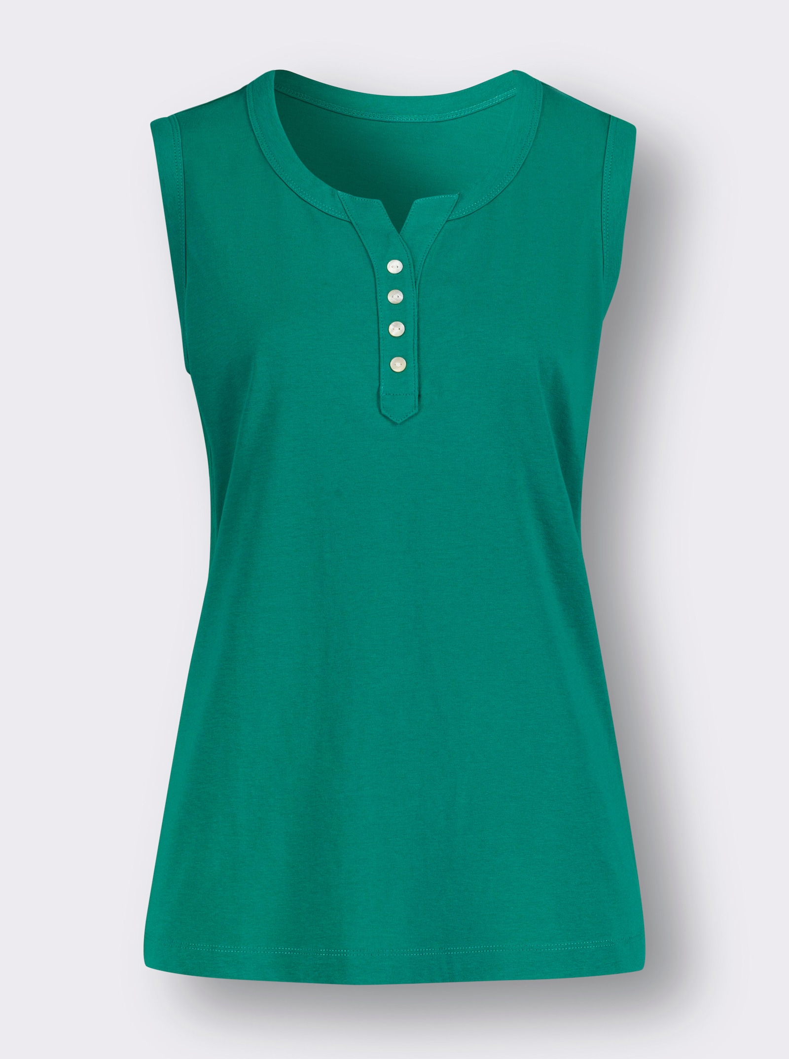 Tanktop mit Knöpfen in Perlmutt-Optik - smaragd