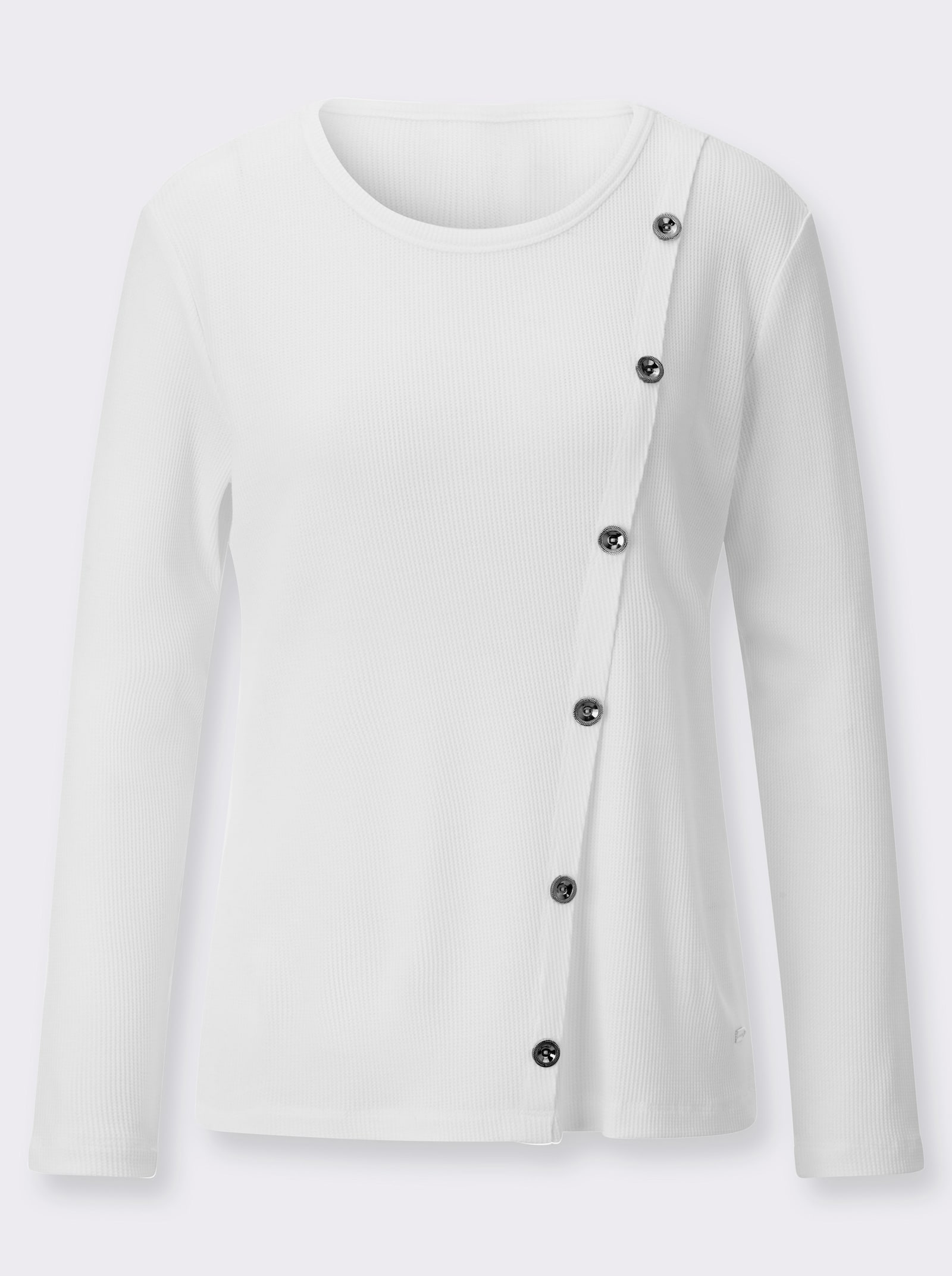 Shirt met ronde hals en lange mouw - ecru