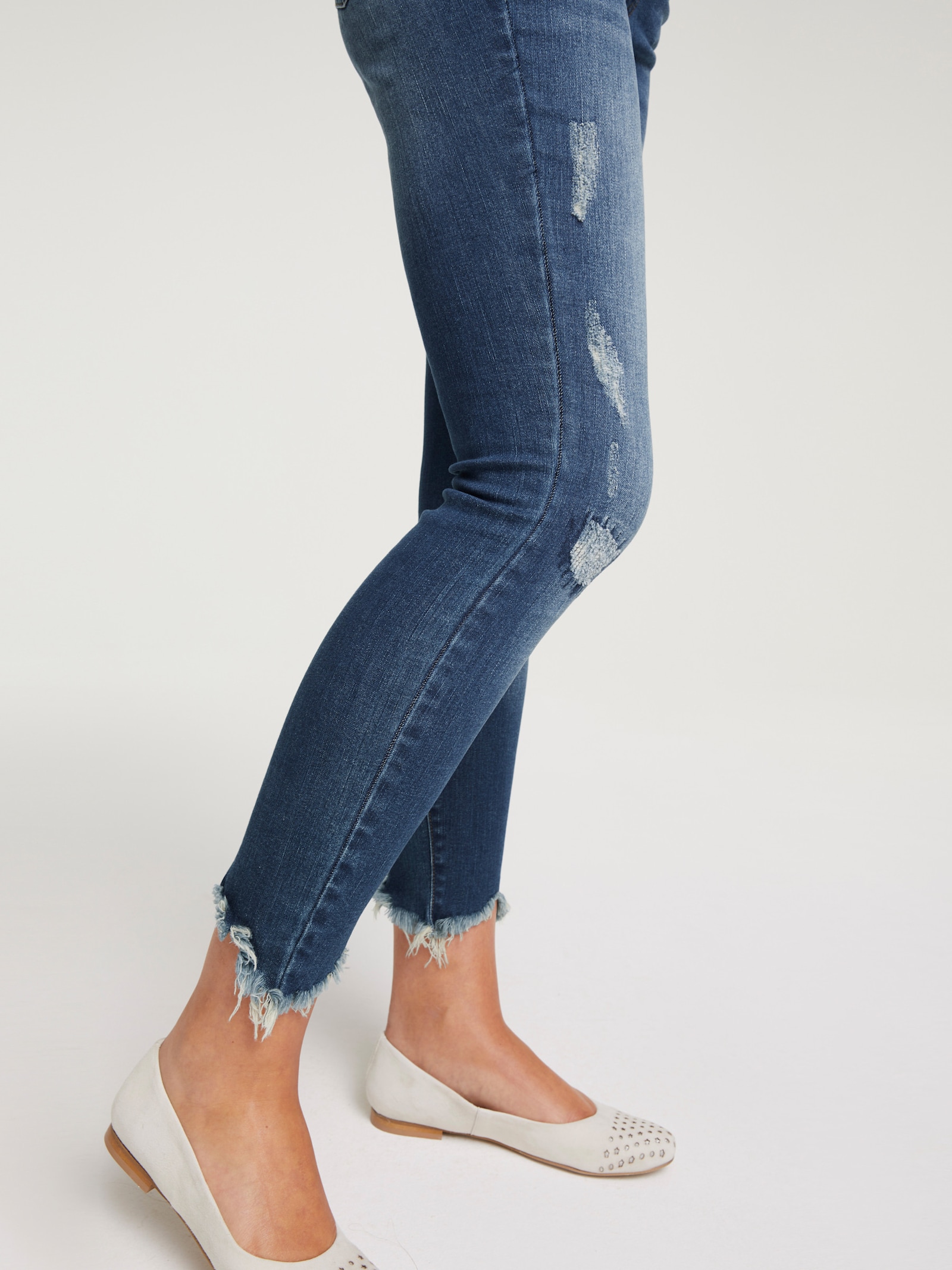 heine Skinny jeans met destroyed effect - blue denim